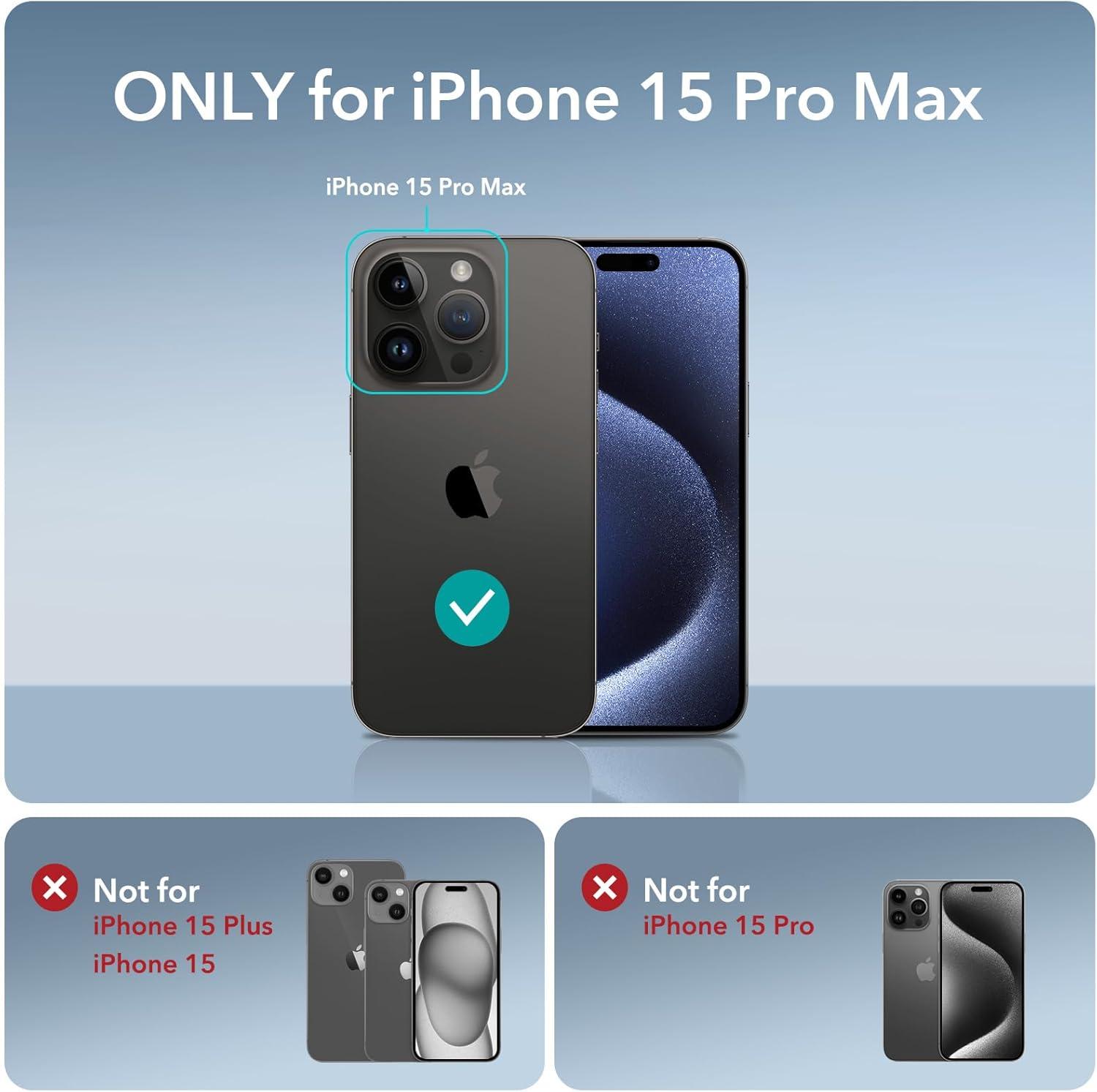 imageESR for iPhone 15 Pro Case Compatible with MagSafe Set with 2 Screen Protectors and Single Lens Protectors Air Guard Corners YellowingResistant Acrylic Back Air Armor Series Frosted BlackFrosted Black Set