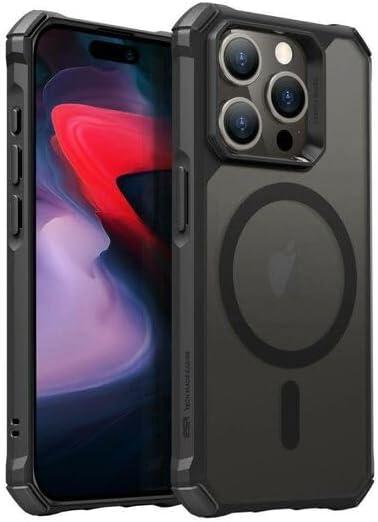 imageESR for iPhone 15 Pro Case Compatible with MagSafe Set with 2 Screen Protectors and Single Lens Protectors Air Guard Corners YellowingResistant Acrylic Back Air Armor Series Frosted BlackFrosted Black Set