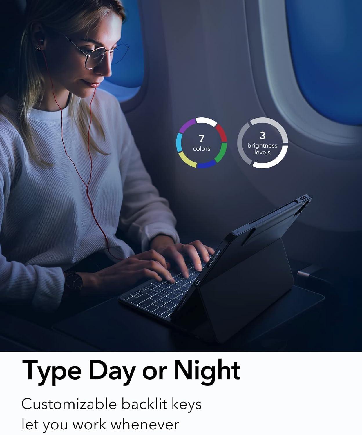 imageESR iPad Keyboard Case for iPad Pro 129 inch 3rd 4th 5th 6th GenerationMagnetic Detachable 129 inch ipad Pro Case with Keyboard Adjustable PortraitLandscape Mode Light and Portable Black