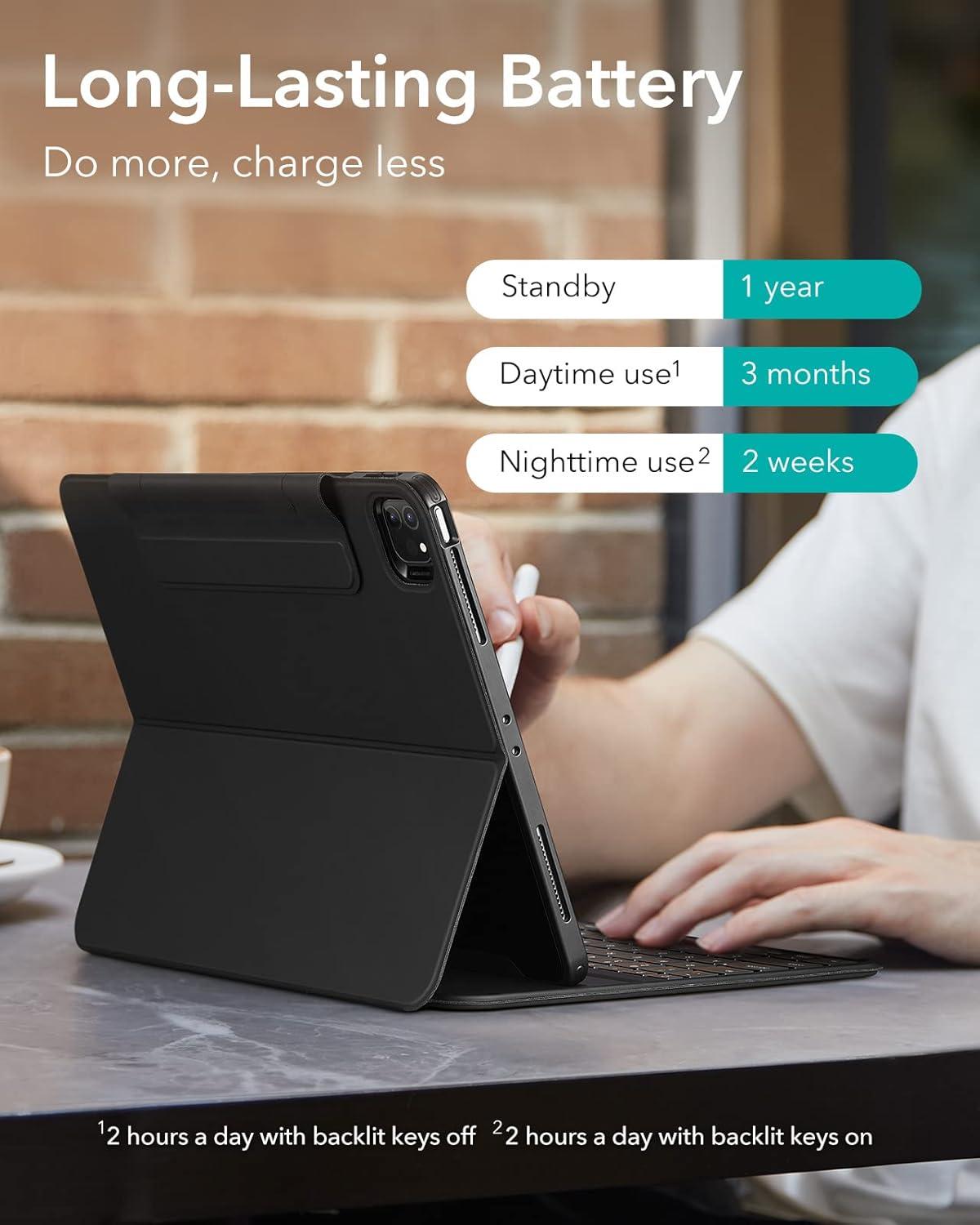 imageESR iPad Keyboard Case for iPad Pro 129 inch 3rd 4th 5th 6th GenerationMagnetic Detachable 129 inch ipad Pro Case with Keyboard Adjustable PortraitLandscape Mode Light and Portable Black