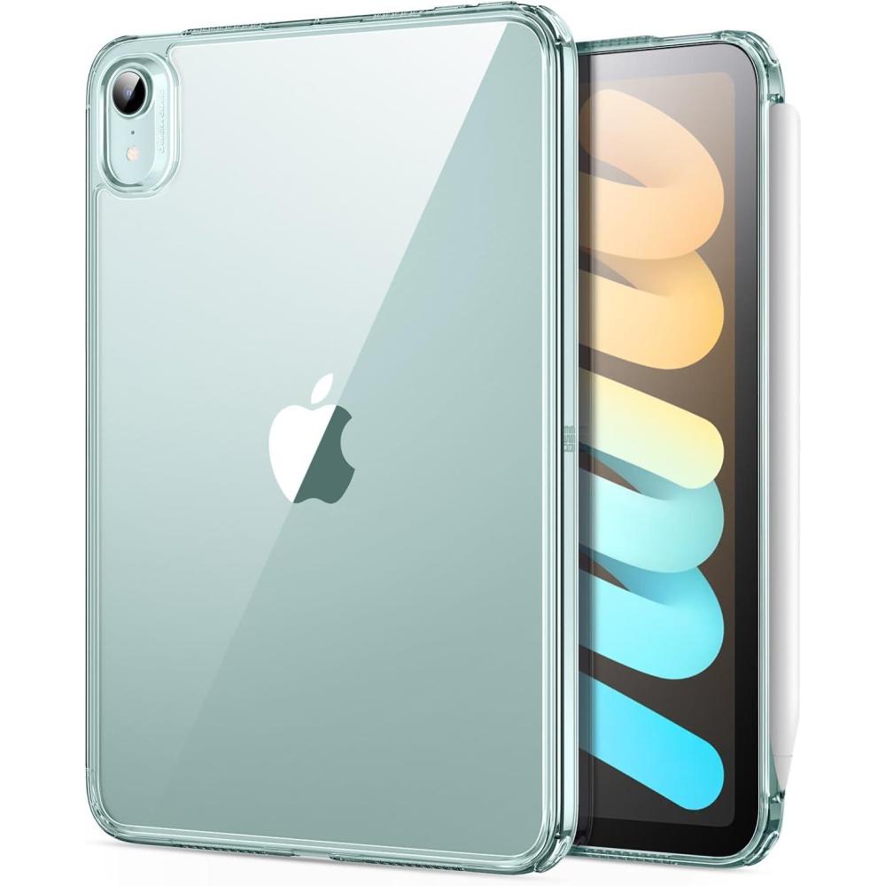 imageESR for iPad mini 7 A17 Pro Case iPad mini 7th6th Generation Case 20242021 Slim and Light Shock and Drop Protection Yellowing Resistant Hard Back Supports Pencil Pro amp PencilUSBC ClearBlue Clear