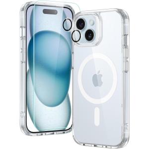 ESR for iPhone 15 Pro Case Set, 1 Tempered-Glass Screen Protector, 1 Set of Lens Protectors, Military-Grade Protection, Yellowing and Scratch Resistant MagSafe Phone Case, Classic Series, Clear(Clear Set)