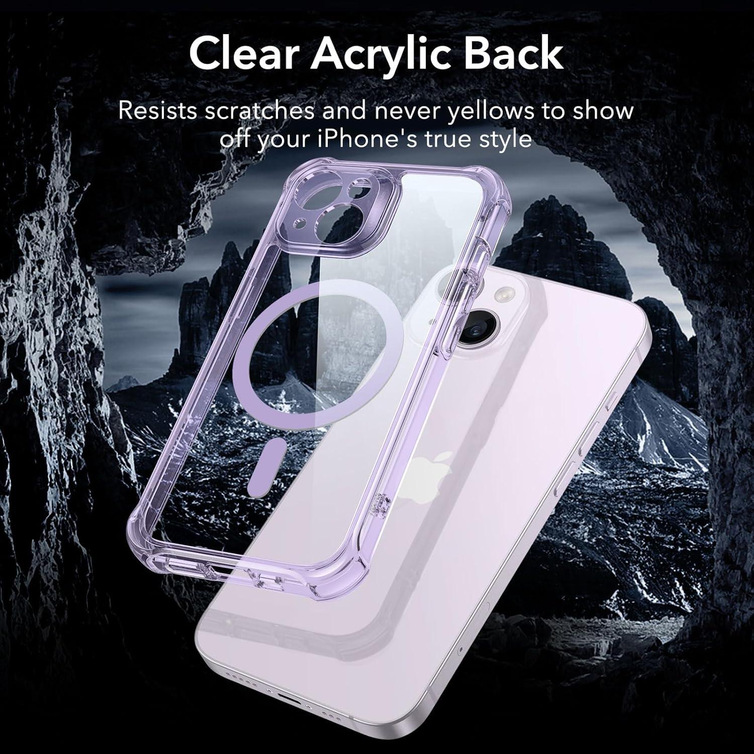 imageESR for iPhone 14 Pro Max Case Compatible with MagSafe FullBody MilitaryGrade Drop Proof Case for iPhone 14 Pro Max with Builtin 9H Tempered Glass Screen Protector Clear BlackClear Purple