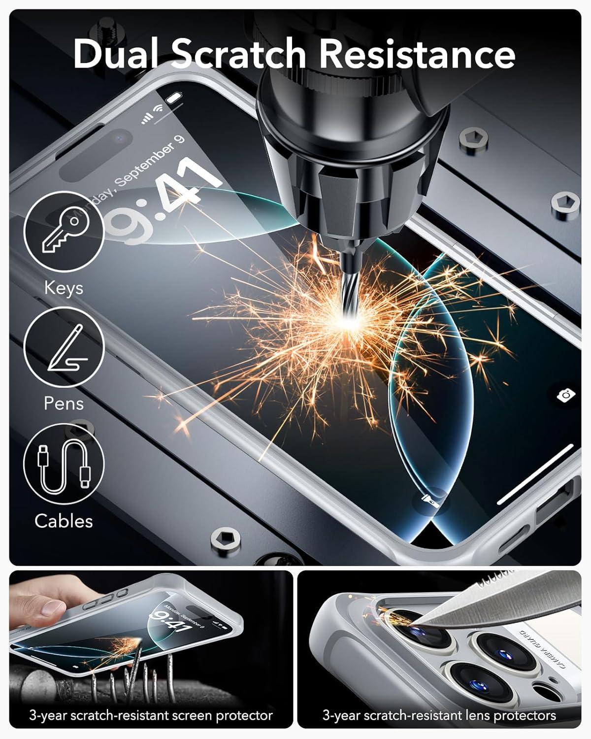 imageESR for iPhone 14 Pro Max Case Compatible with MagSafe FullBody MilitaryGrade Drop Proof Case for iPhone 14 Pro Max with Builtin 9H Tempered Glass Screen Protector Clear BlackClear Grey