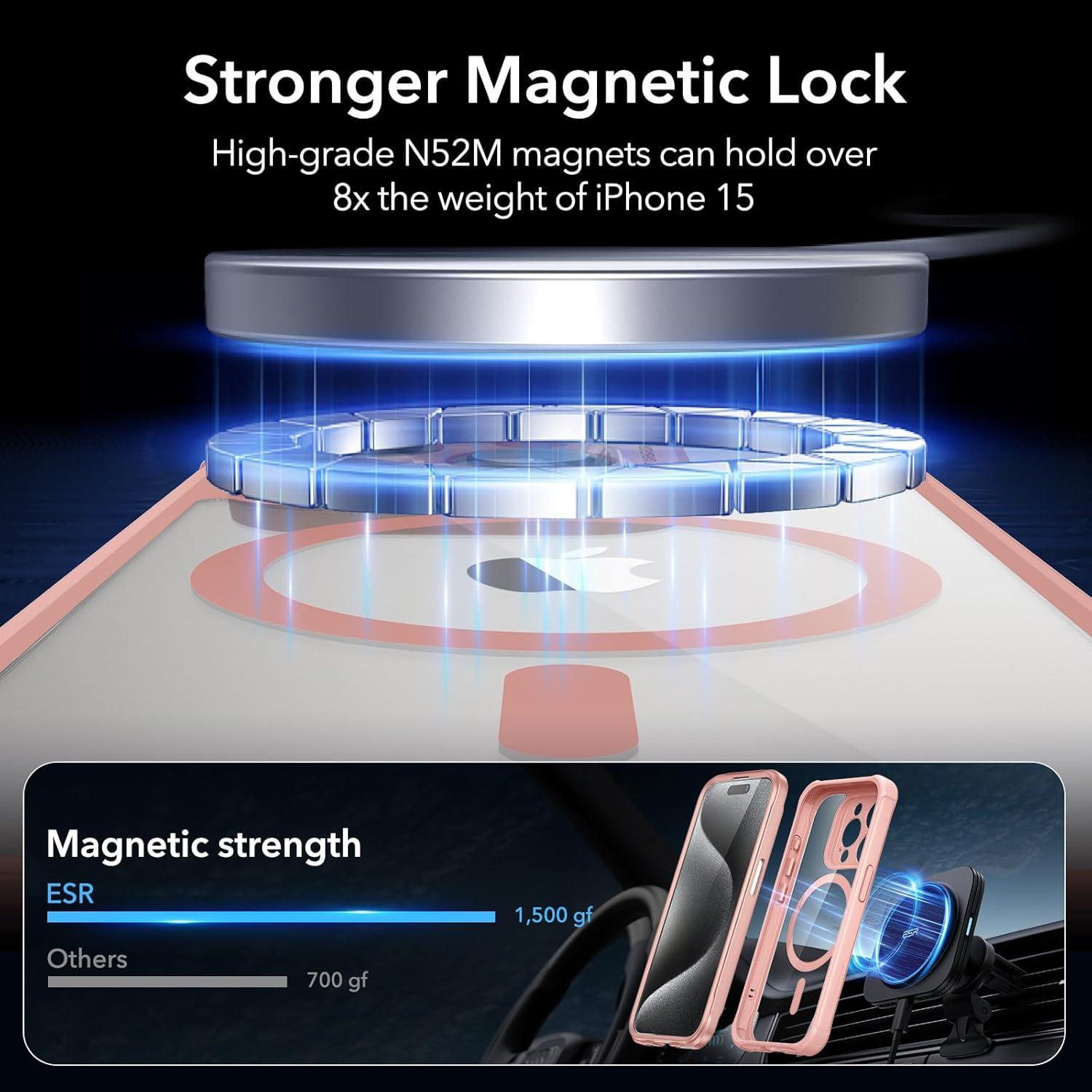 imageESR for iPhone 14 Pro Max Case Compatible with MagSafe FullBody MilitaryGrade Drop Proof Case for iPhone 14 Pro Max with Builtin 9H Tempered Glass Screen Protector Clear BlackClear Pink