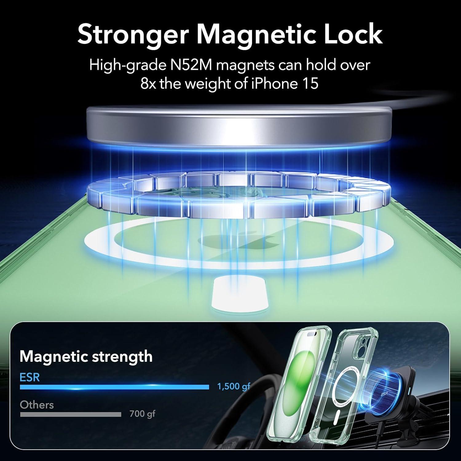 imageESR for iPhone 14 Pro Max Case Compatible with MagSafe FullBody MilitaryGrade Drop Proof Case for iPhone 14 Pro Max with Builtin 9H Tempered Glass Screen Protector Clear BlackClear Green