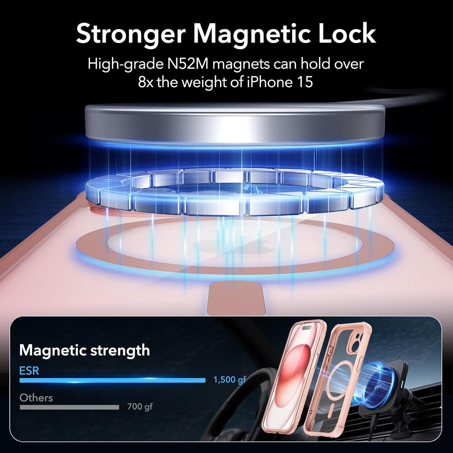 imageESR for iPhone 14 Pro Max Case Compatible with MagSafe FullBody MilitaryGrade Drop Proof Case for iPhone 14 Pro Max with Builtin 9H Tempered Glass Screen Protector Clear BlackClear Pink