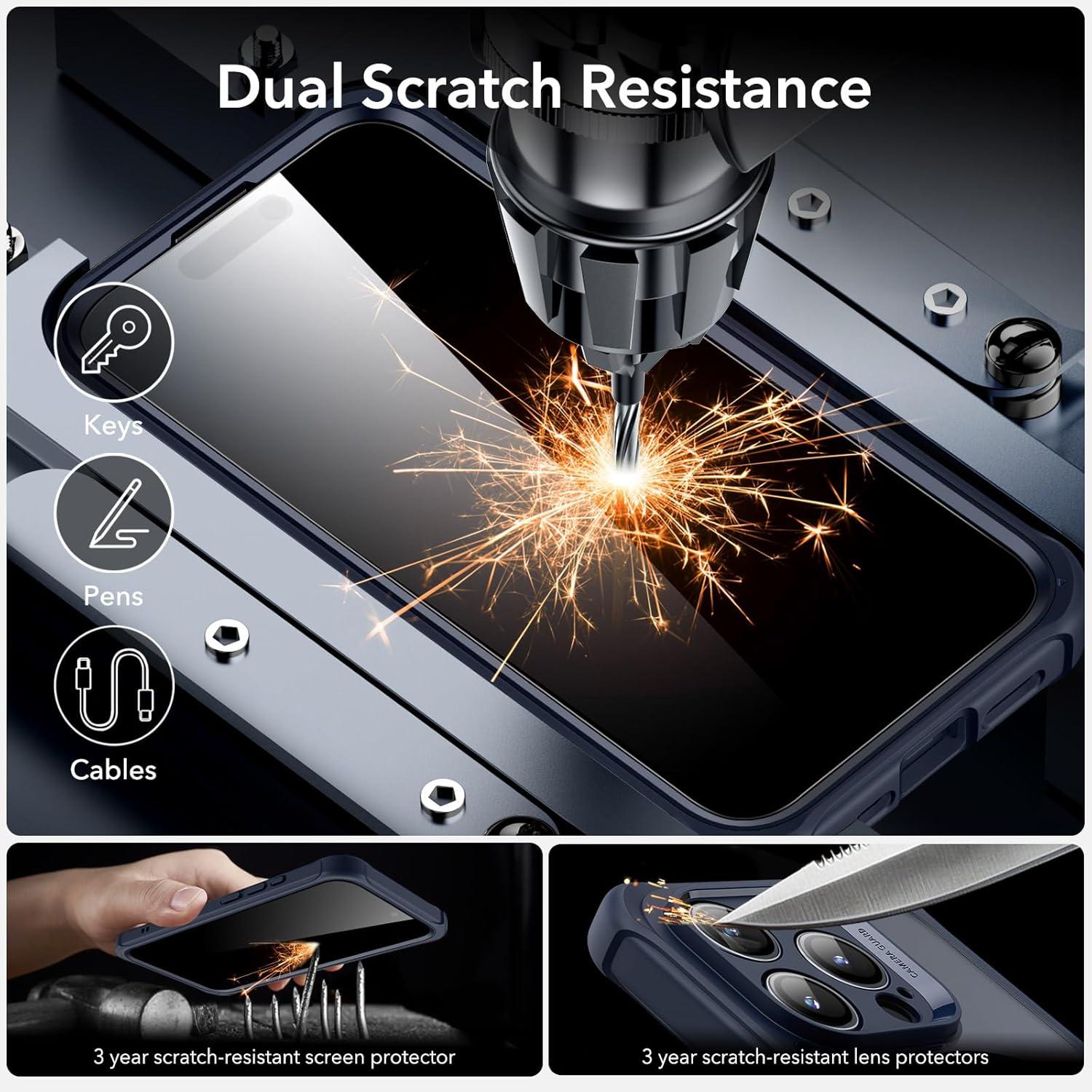 imageESR for iPhone 14 Pro Max Case Compatible with MagSafe FullBody MilitaryGrade Drop Proof Case for iPhone 14 Pro Max with Builtin 9H Tempered Glass Screen Protector Clear BlackClear Dark Blue