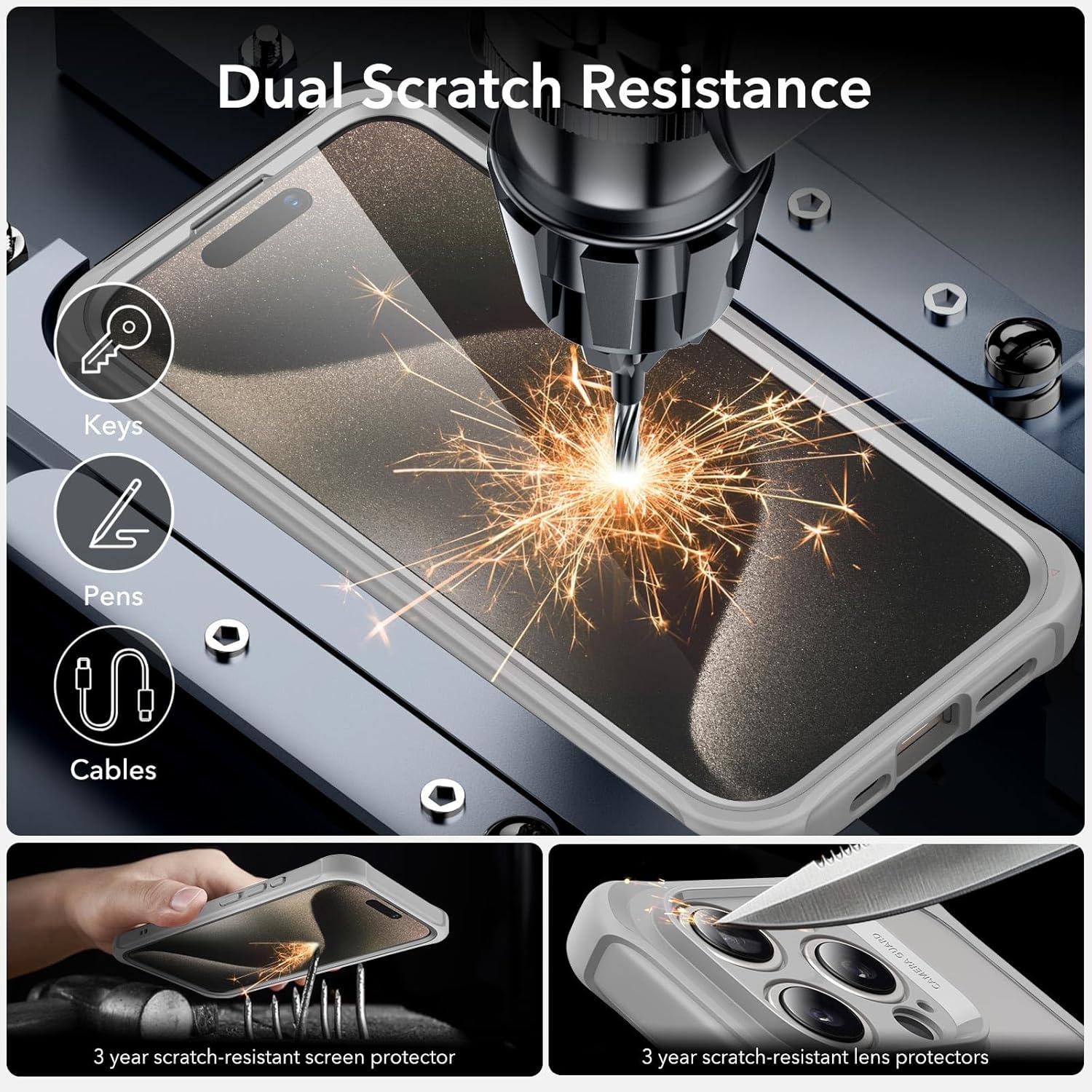 imageESR for iPhone 14 Pro Max Case Compatible with MagSafe FullBody MilitaryGrade Drop Proof Case for iPhone 14 Pro Max with Builtin 9H Tempered Glass Screen Protector Clear BlackClear Grey