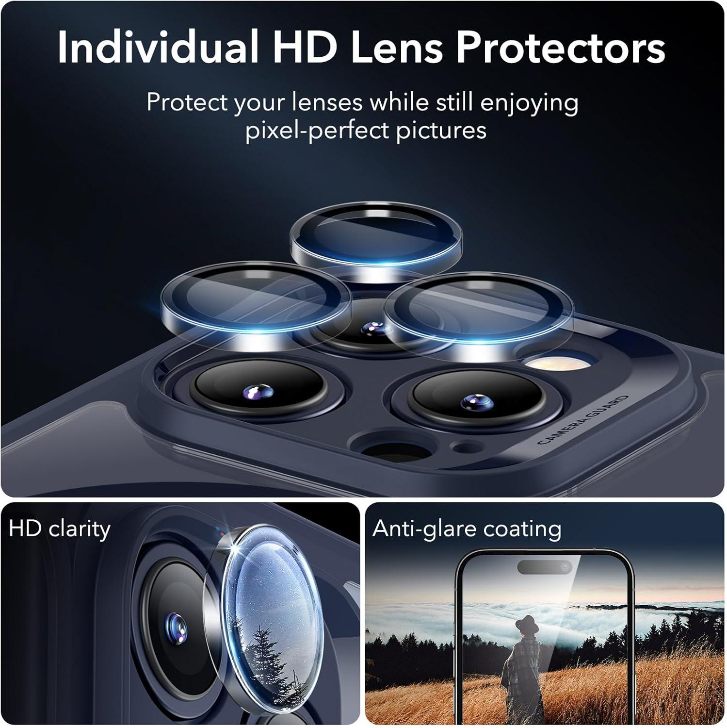 imageESR for iPhone 14 Pro Max Case Compatible with MagSafe FullBody MilitaryGrade Drop Proof Case for iPhone 14 Pro Max with Builtin 9H Tempered Glass Screen Protector Clear BlackClear Dark Blue