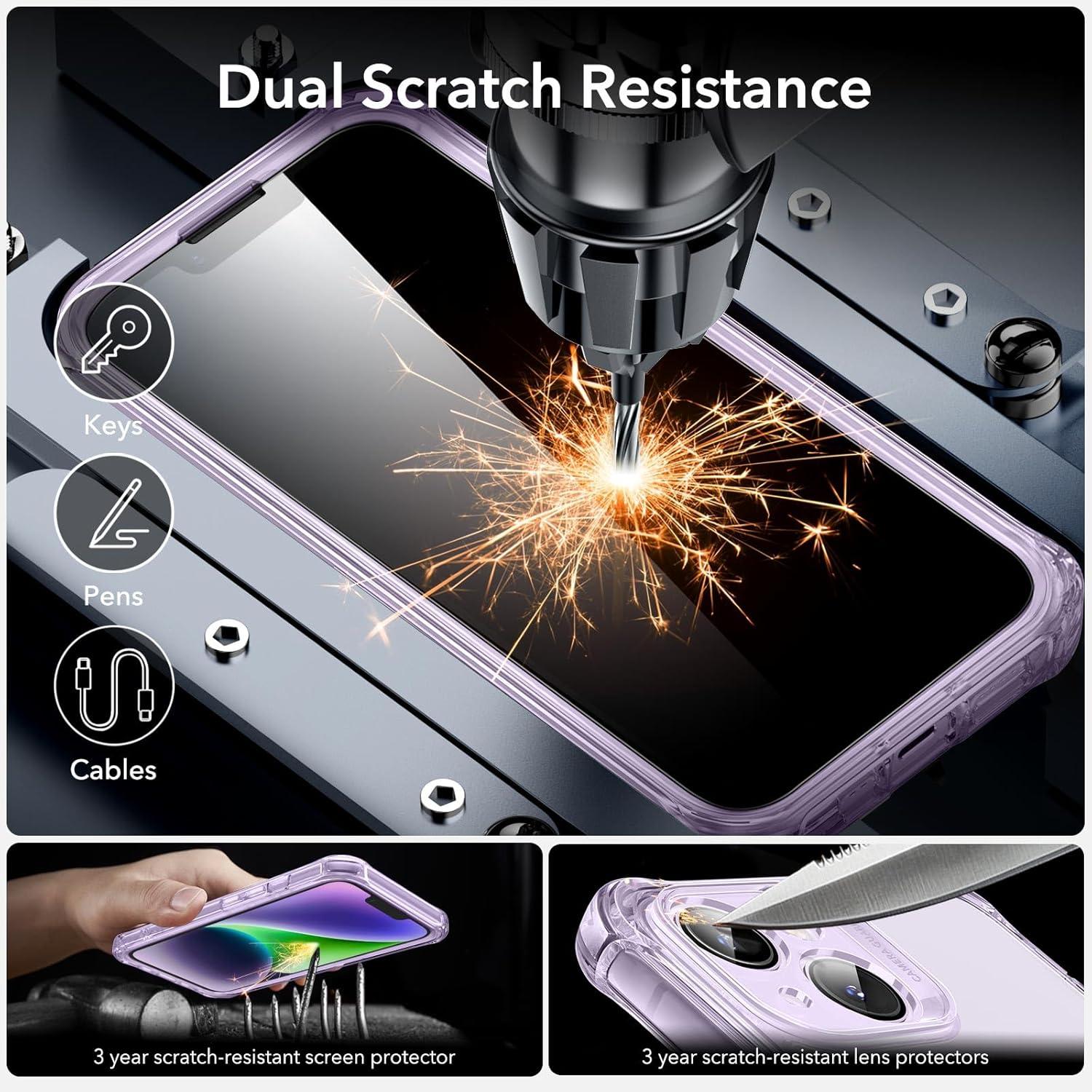 imageESR for iPhone 14 Pro Max Case Compatible with MagSafe FullBody MilitaryGrade Drop Proof Case for iPhone 14 Pro Max with Builtin 9H Tempered Glass Screen Protector Clear BlackClear Purple
