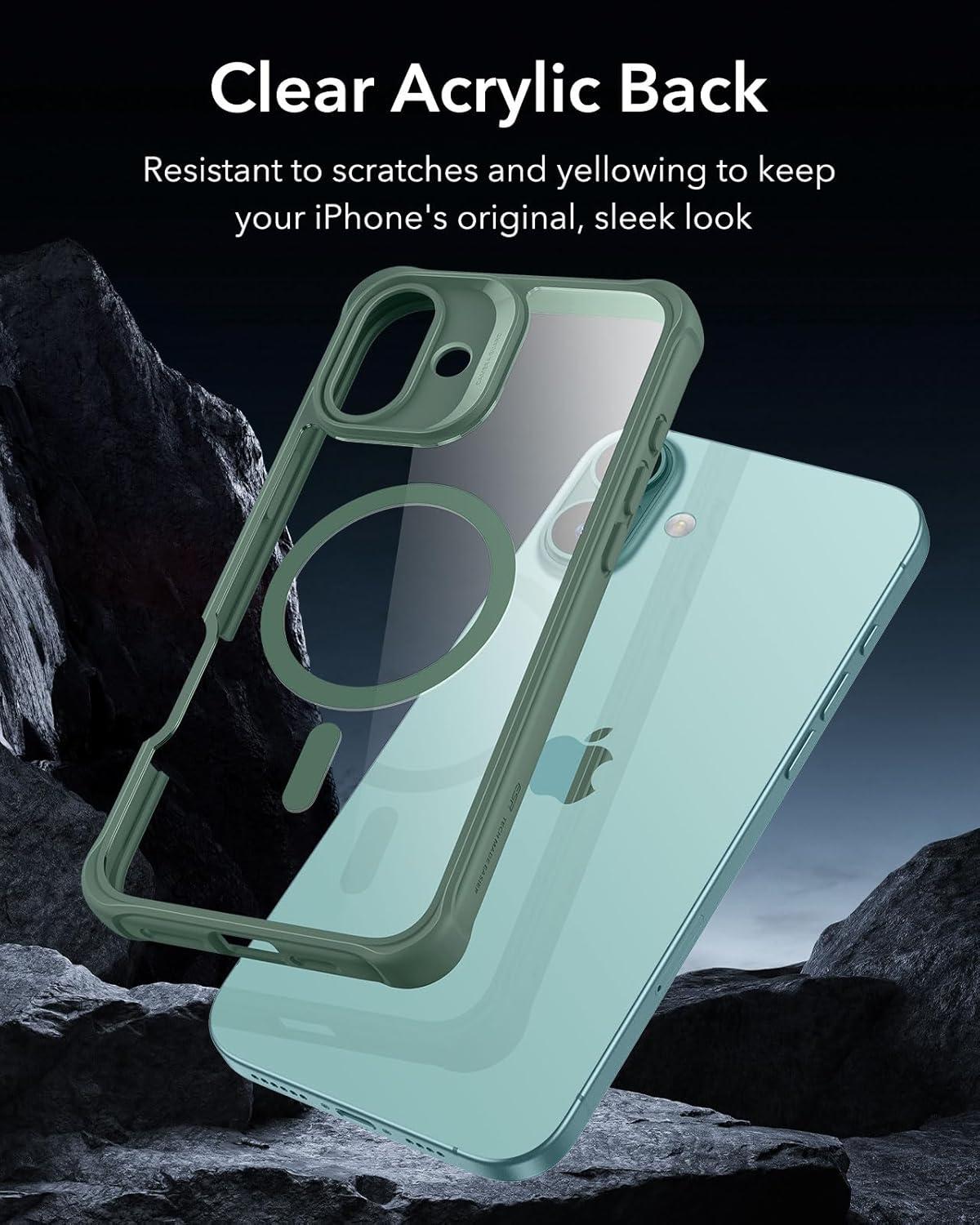 imageESR for iPhone 14 Pro Max Case Compatible with MagSafe FullBody MilitaryGrade Drop Proof Case for iPhone 14 Pro Max with Builtin 9H Tempered Glass Screen Protector Clear BlackClear Green