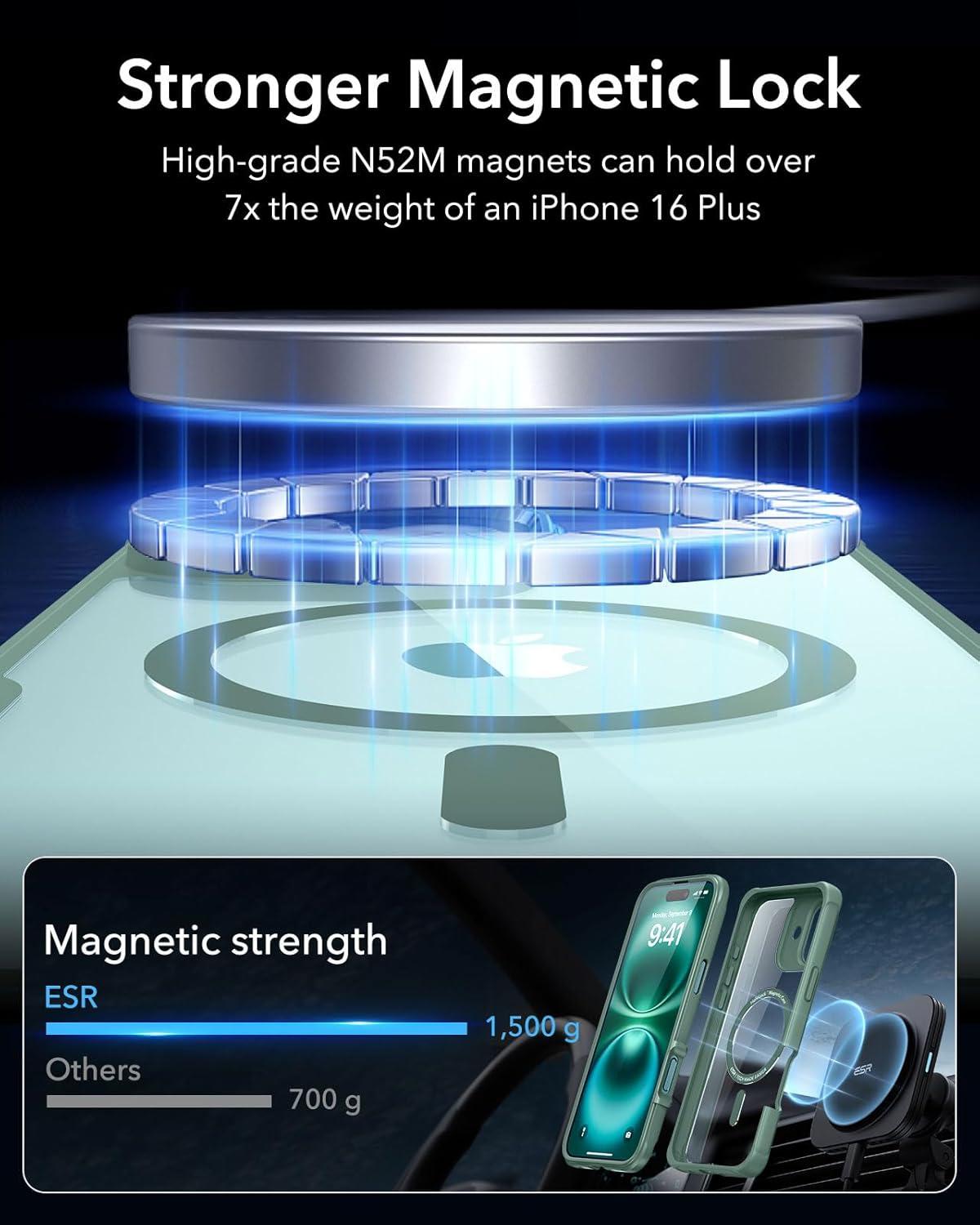 imageESR for iPhone 14 Pro Max Case Compatible with MagSafe FullBody MilitaryGrade Drop Proof Case for iPhone 14 Pro Max with Builtin 9H Tempered Glass Screen Protector Clear BlackClear Green