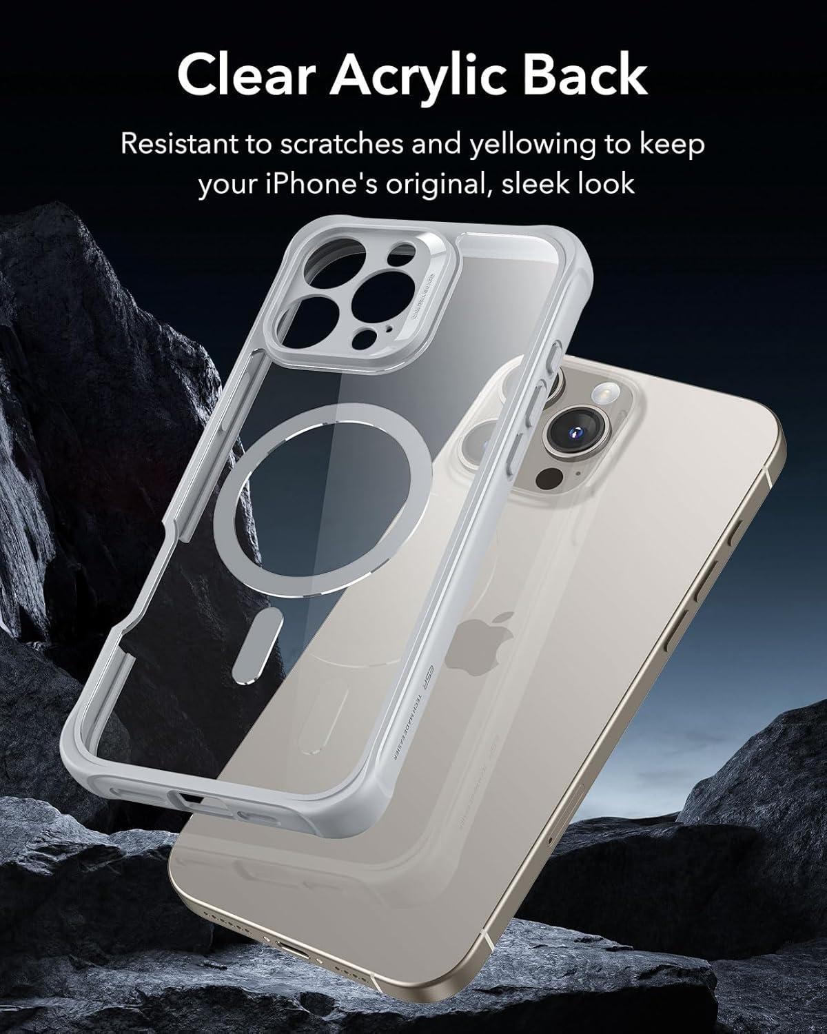 imageESR for iPhone 14 Pro Max Case Compatible with MagSafe FullBody MilitaryGrade Drop Proof Case for iPhone 14 Pro Max with Builtin 9H Tempered Glass Screen Protector Clear BlackClear Grey