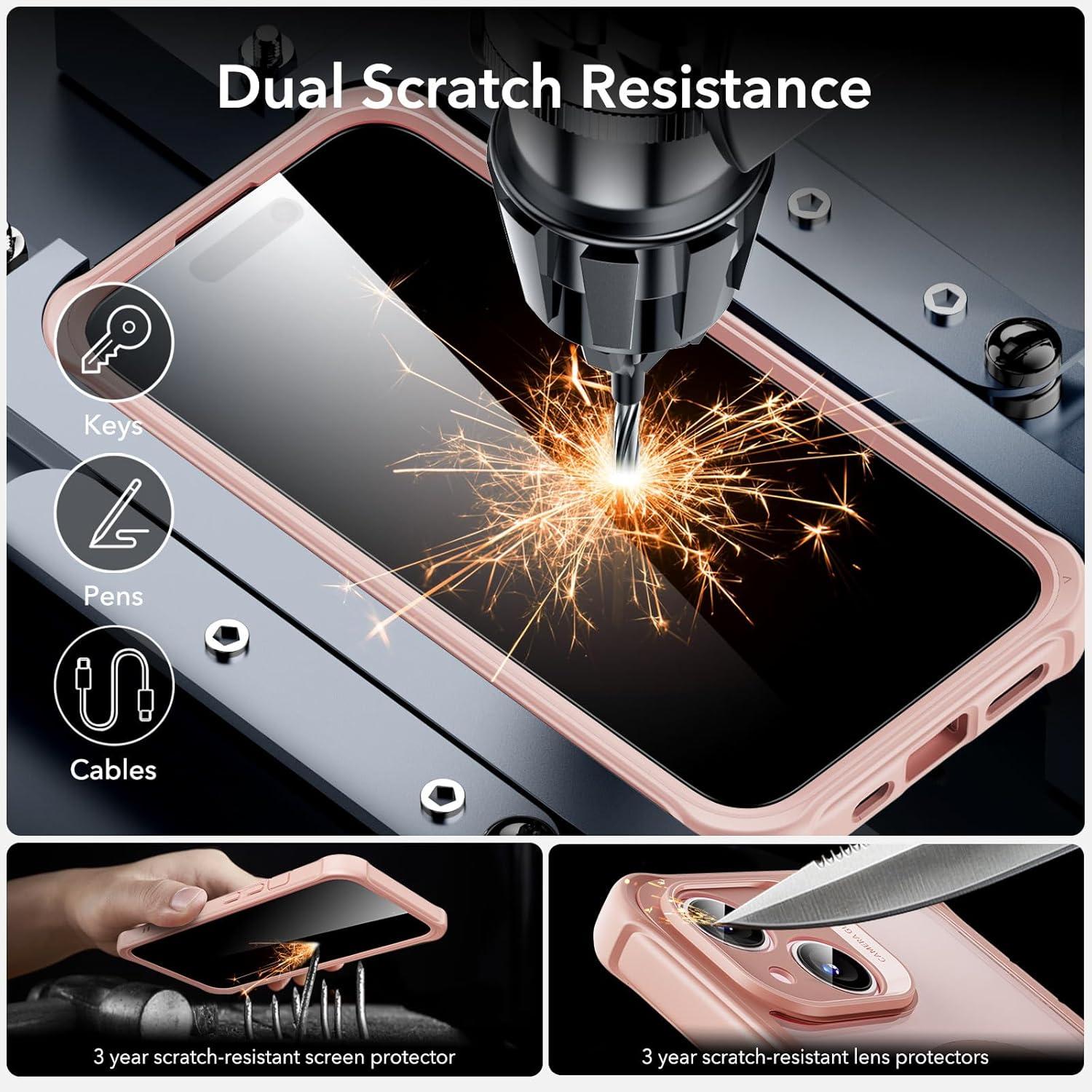 imageESR for iPhone 14 Pro Max Case Compatible with MagSafe FullBody MilitaryGrade Drop Proof Case for iPhone 14 Pro Max with Builtin 9H Tempered Glass Screen Protector Clear BlackClear Pink