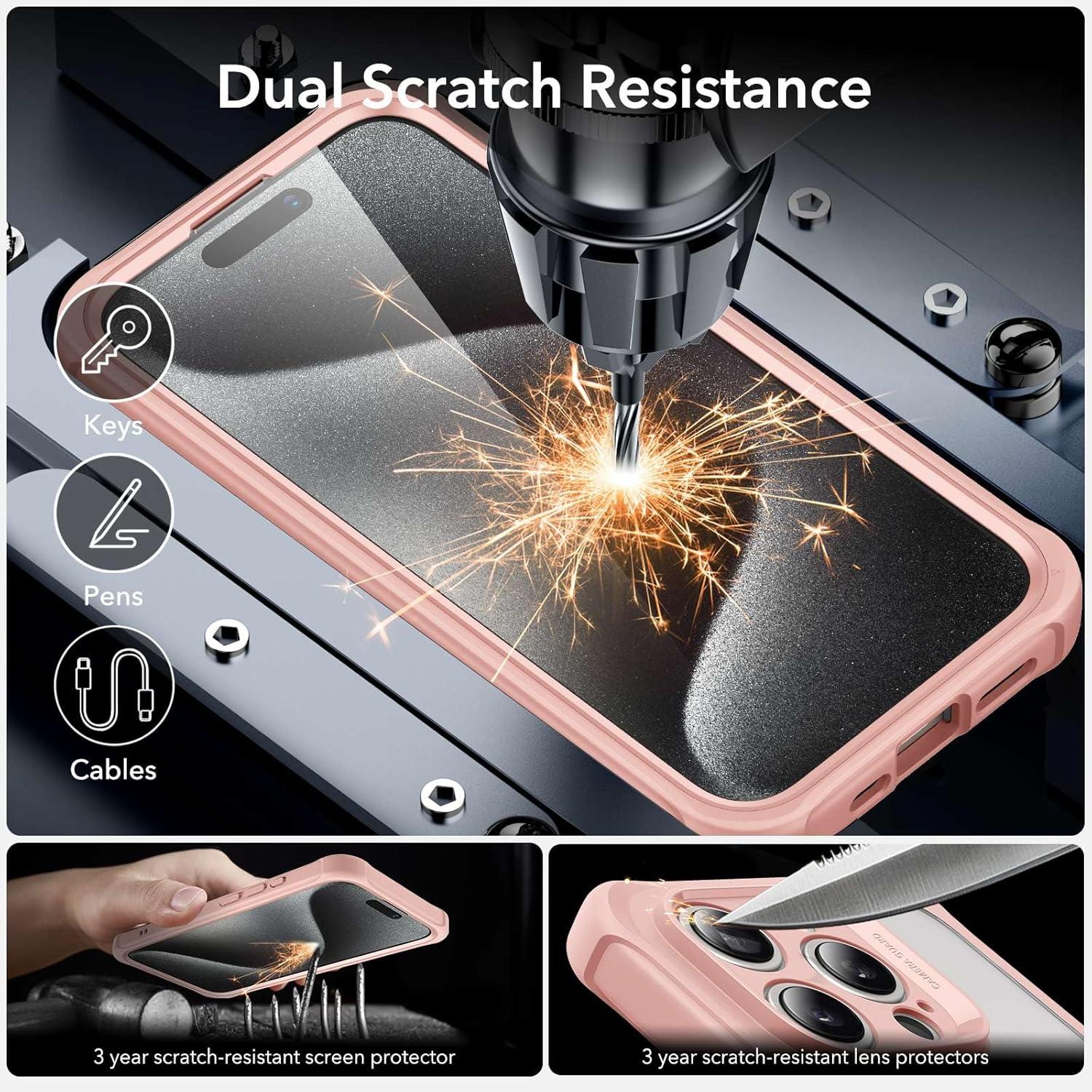 imageESR for iPhone 14 Pro Max Case Compatible with MagSafe FullBody MilitaryGrade Drop Proof Case for iPhone 14 Pro Max with Builtin 9H Tempered Glass Screen Protector Clear BlackClear Pink
