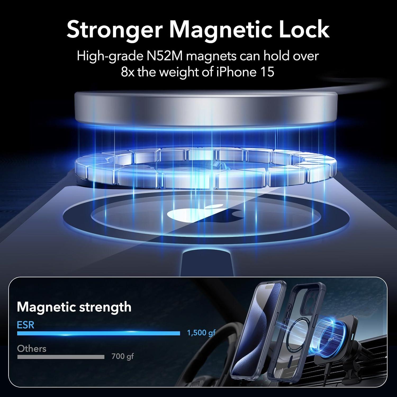 imageESR for iPhone 14 Pro Max Case Compatible with MagSafe FullBody MilitaryGrade Drop Proof Case for iPhone 14 Pro Max with Builtin 9H Tempered Glass Screen Protector Clear BlackClear Dark Blue