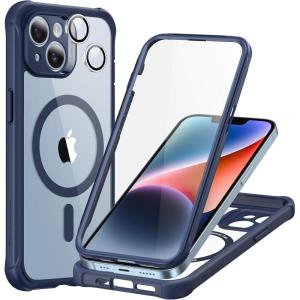 ESR for iPhone 14 Pro Max Case, Compatible with MagSafe, Full-Body Military-Grade Drop Proof Case for iPhone 14 Pro Max with Built-in 9H+ Tempered Glass Screen Protector, Clear Black(Clear Blue)