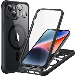ESR for iPhone 14 Pro Max Case, Compatible with MagSafe, Full-Body Military-Grade Drop Proof Case for iPhone 14 Pro Max with Built-in 9H+ Tempered Glass Screen Protector, Clear Black(Clear Black)