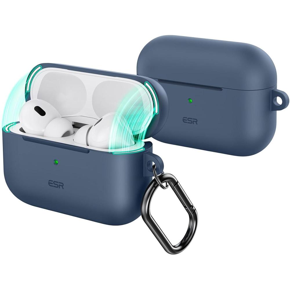 imageESR for AirPods Pro 2 Case USBCLightning Cable Compatible with Airpods Pro 2nd Generation Case 202320222019 Magnetic Lid Full Drop Protection Cover with Carabiner Cloud Series BlueBlue