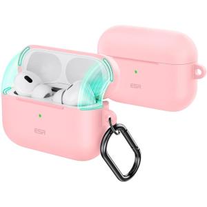 ESR for AirPods Pro 2 Case (USB-C/Lightning Cable), Compatible with Airpods Pro 2nd Generation Case (2023/2022/2019), Magnetic Lid, Full Drop Protection Cover with Carabiner, Cloud Series, Blue(Pink)