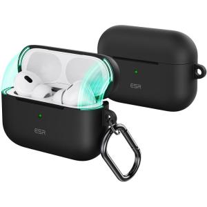 ESR for AirPods Pro 2 Case (USB-C/Lightning Cable), Compatible with Airpods Pro 2nd Generation Case (2023/2022/2019), Magnetic Lid, Full Drop Protection Cover with Carabiner, Cloud Series, Blue(Black)