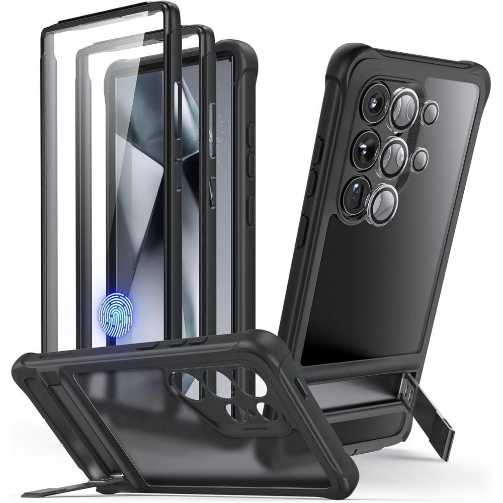 imageESR for Samsung Galaxy S22 Ultra Phone Case 3 Stand Modes Kickstand for S22 Ultra Cover MilitaryGrade Drop Protection Slim Fit Boost Series Case ClearArmorBlack