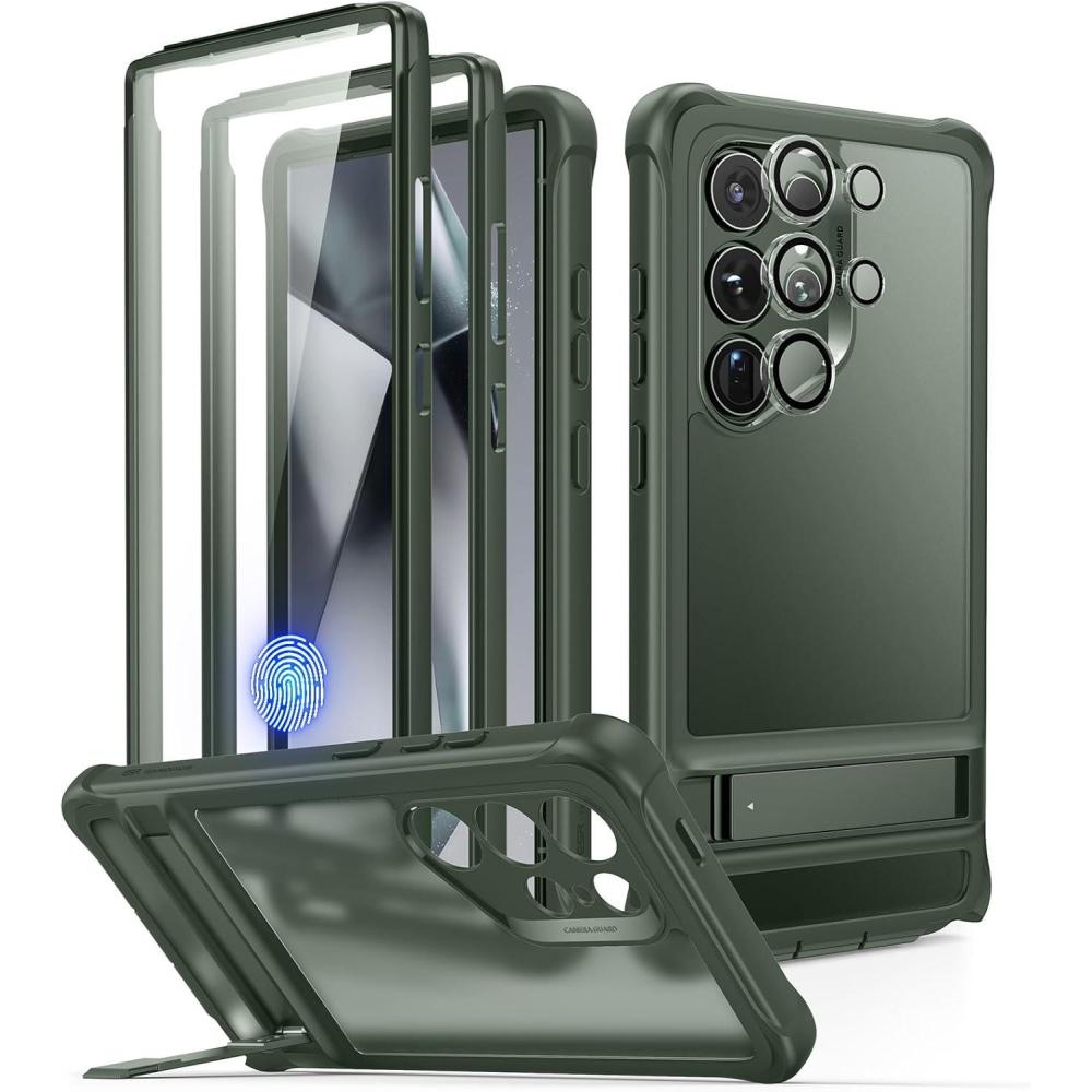 imageESR for Samsung Galaxy S22 Ultra Phone Case 3 Stand Modes Kickstand for S22 Ultra Cover MilitaryGrade Drop Protection Slim Fit Boost Series Case ClearArmorFrosted Green