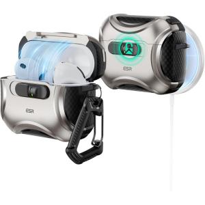 ESR for AirPods 4 Case, Compatible with AirPods 4 Generation Case (2024) (USB-C), Compatible with MagSafe, Drop-Proof Lock, Easy Open, Cyber Series, Army Green(Titanium)