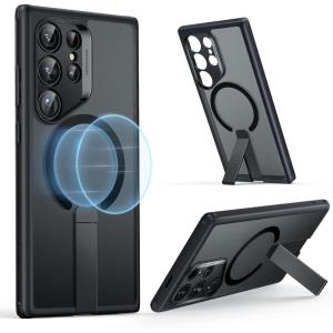 ESR for Samsung Galaxy S22 Ultra Phone Case, 3 Stand Modes Kickstand for S22 Ultra Cover, Military-Grade Drop Protection, Slim Fit, Boost Series Case, Clear(Magsafe Boost-Frosted Black)