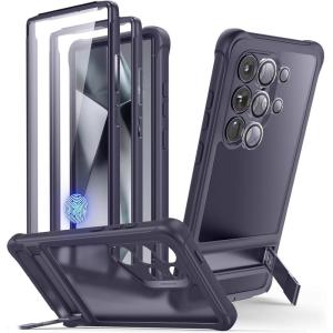 ESR for Samsung Galaxy S22 Ultra Phone Case, 3 Stand Modes Kickstand for S22 Ultra Cover, Military-Grade Drop Protection, Slim Fit, Boost Series Case, Clear(Armor-Frosted Purple)