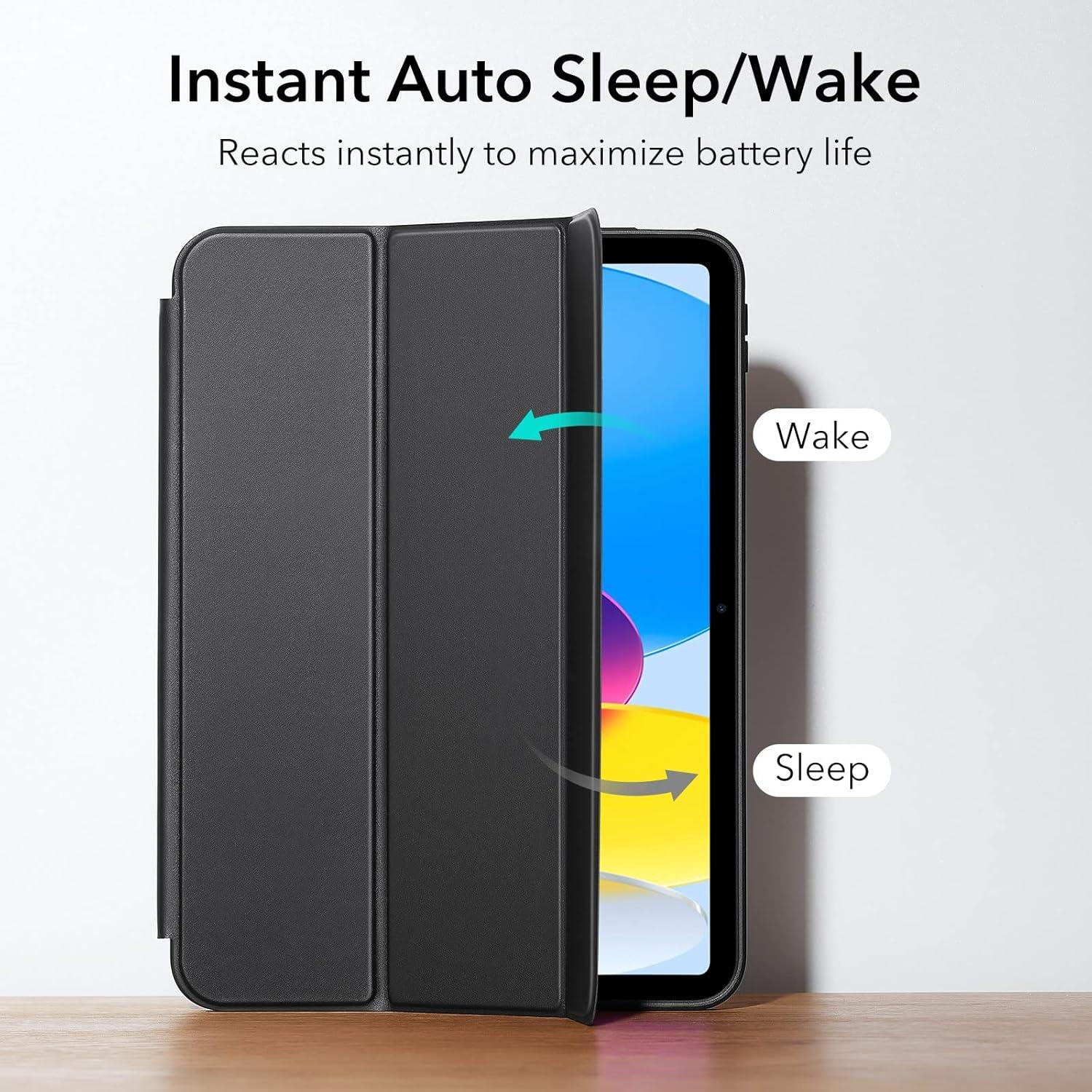 imageESR for iPad A16 11th10th Generation Case20252022 Detachable Magnetic Cover Smart Trifold Stand with Hard Shell Back Slim and Light Auto WakeSleep Ascend Series Frosted GreyBlack