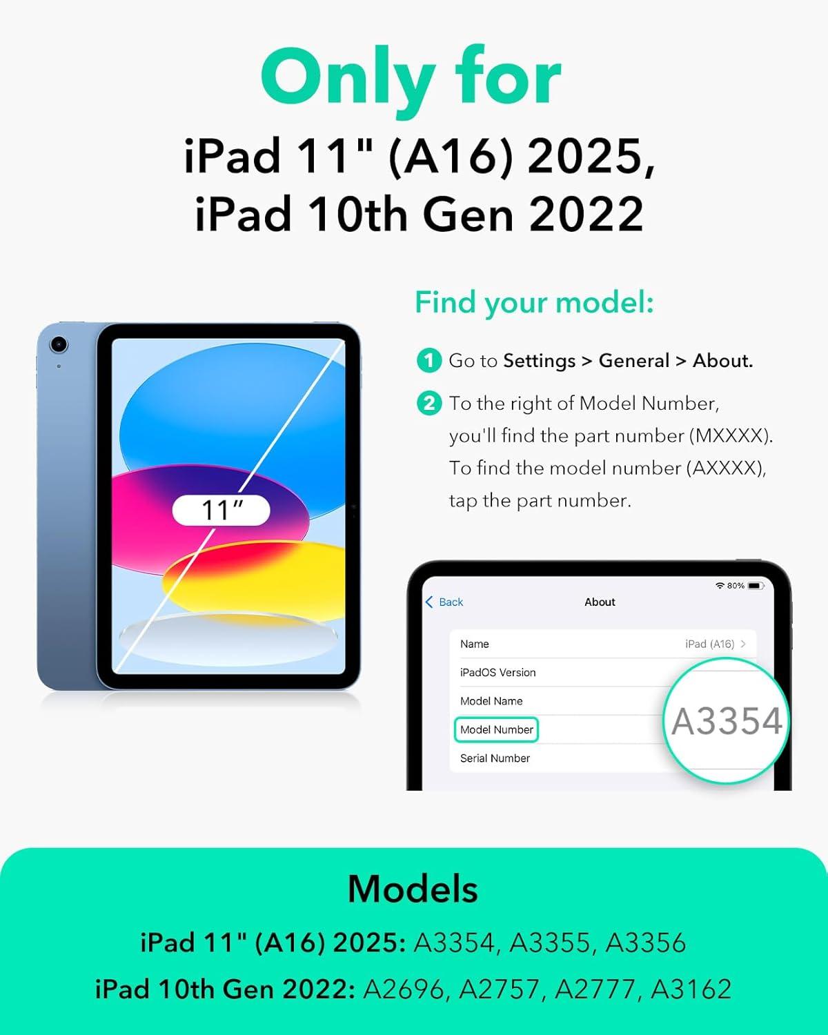 imageESR for iPad A16 Case iPad 11th10th Generation Case 20252022 Vertical Stand Cover Multi Stand Angles UltraStable Cover Flip Series BlackBlack