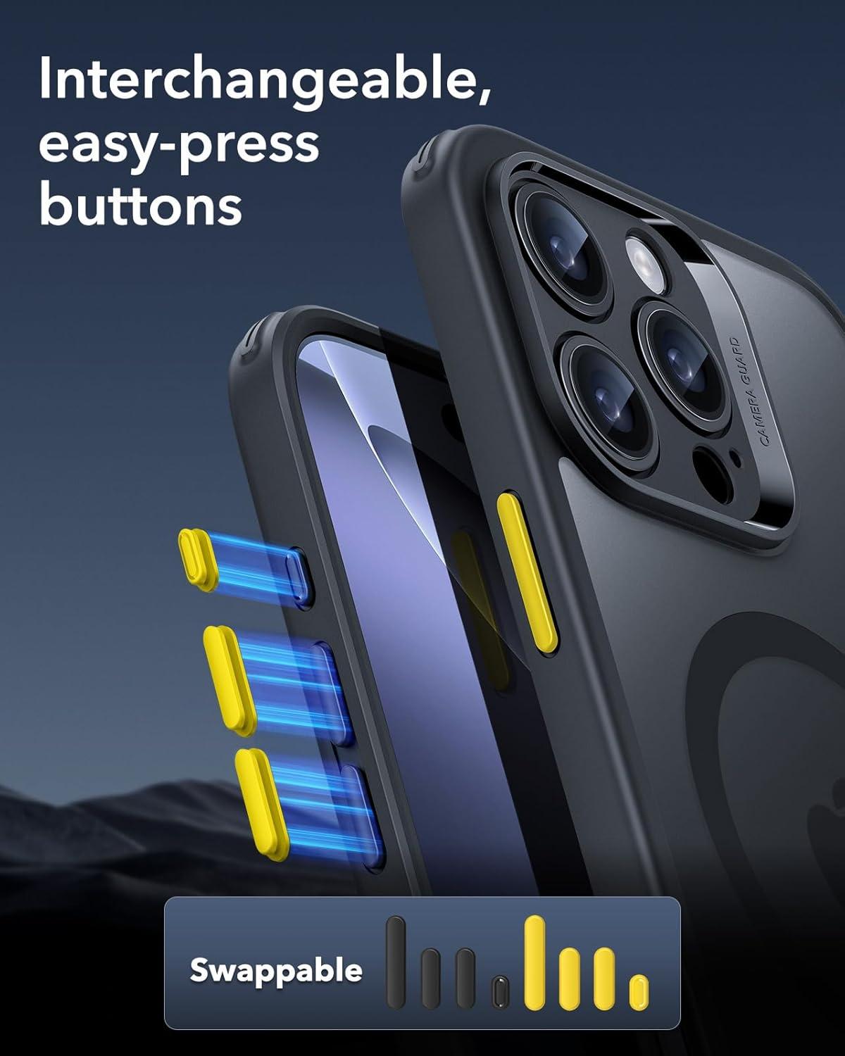 imageESR for iPhone 16 Plus Case 4 in 1 Set Translucent Matte Case Compatible with MagSafe MilitaryGrade Protection Classic SeriesFrosted BlueFrosted Black Set