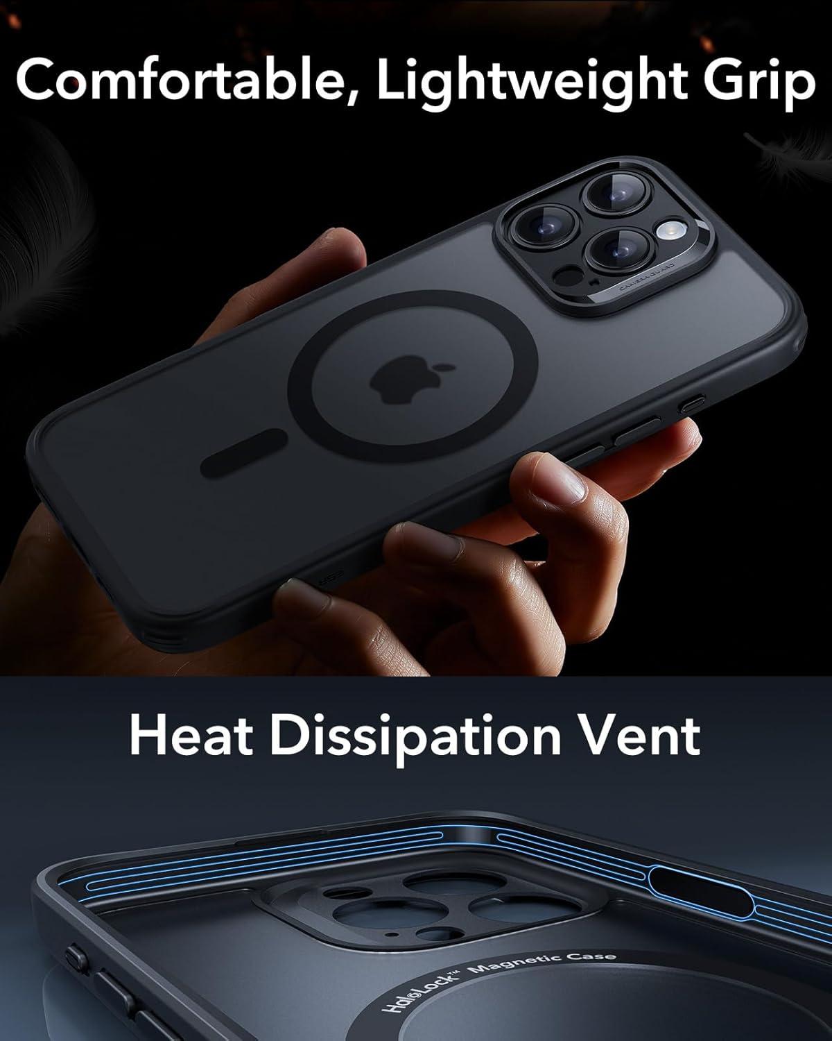 imageESR for iPhone 16 Plus Case 4 in 1 Set Translucent Matte Case Compatible with MagSafe MilitaryGrade Protection Classic SeriesFrosted BlueFrosted Black Set