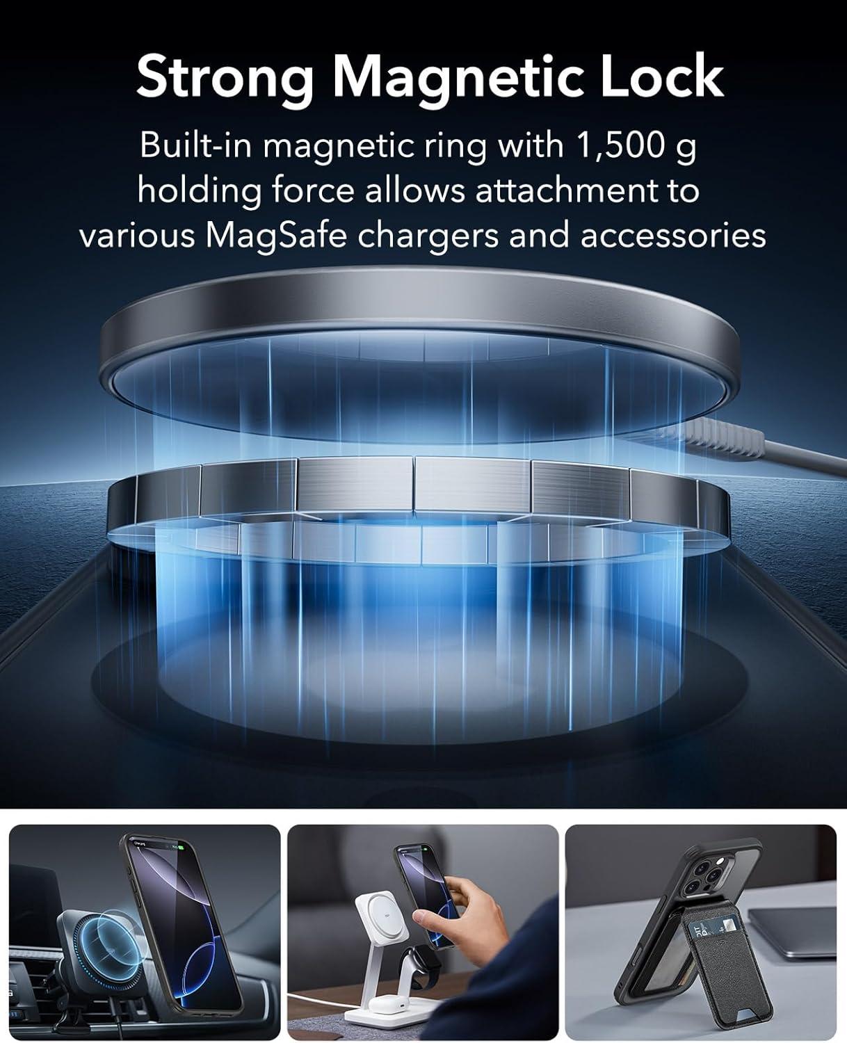 imageESR for iPhone 16 Plus Case 4 in 1 Set Translucent Matte Case Compatible with MagSafe MilitaryGrade Protection Classic SeriesFrosted BlueFrosted Black Set