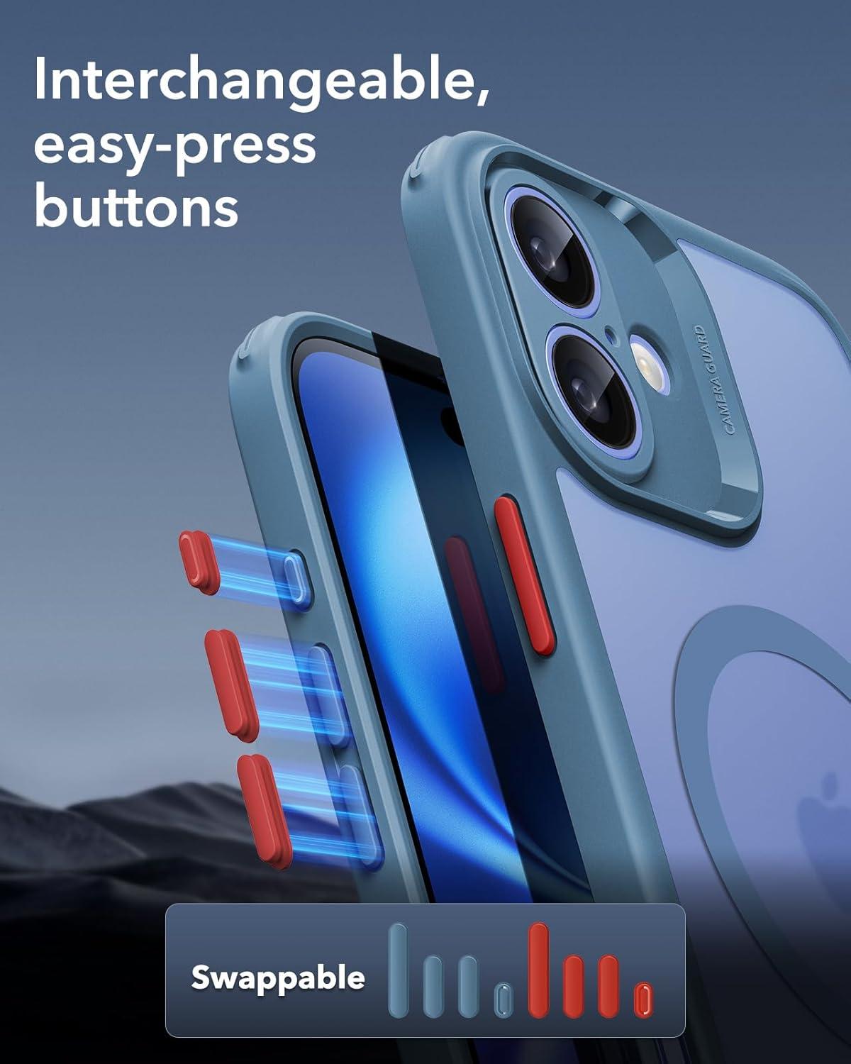 imageESR for iPhone 16 Plus Case 4 in 1 Set Translucent Matte Case Compatible with MagSafe MilitaryGrade Protection Classic SeriesFrosted BlueFrosted Blue Set