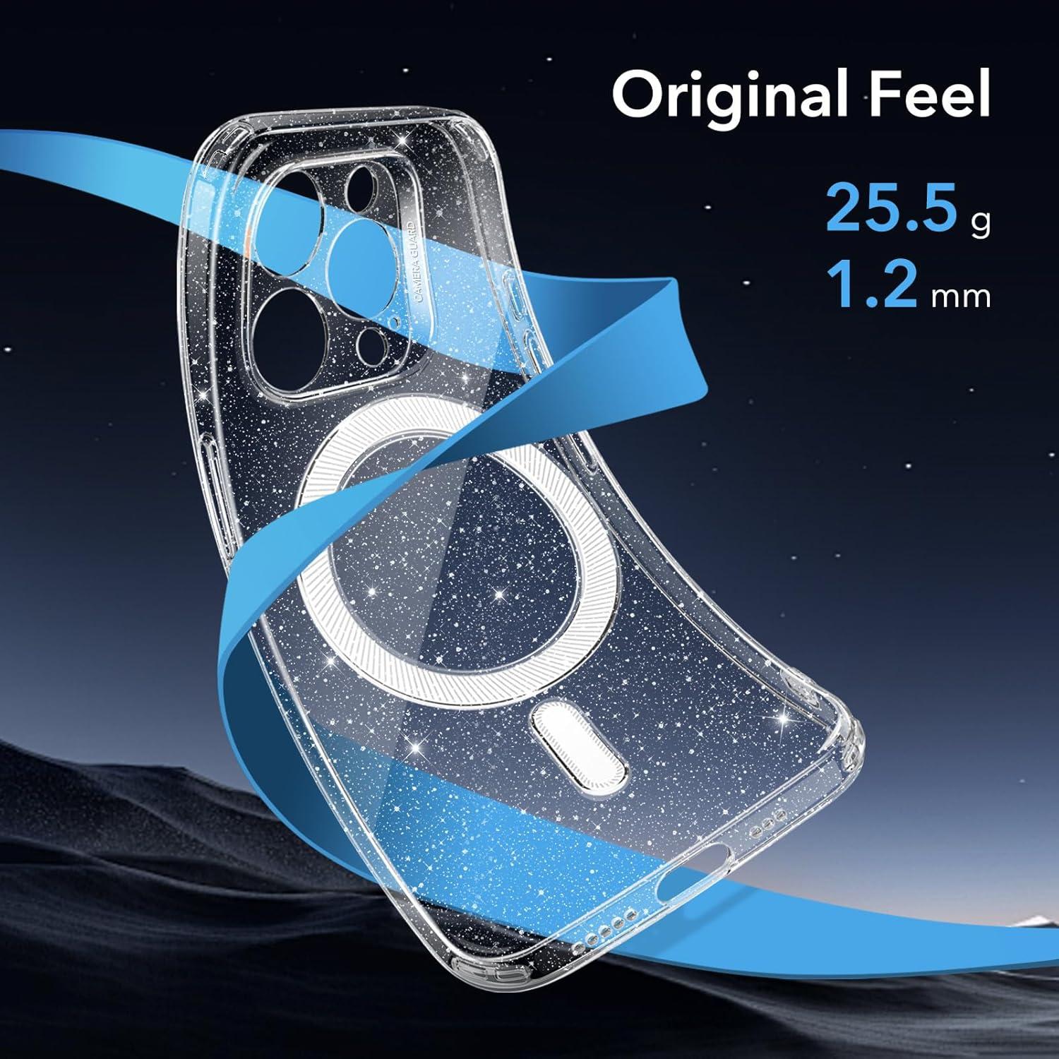 imageESR for iPhone 16 Plus Case Compatible with MagSafe Camera Protection Shockproof Thin Cover Resists Yellowing and Scratches Magnetic Phone Case for iPhone 16 Plus Zero Series ClearBClear Shimmer