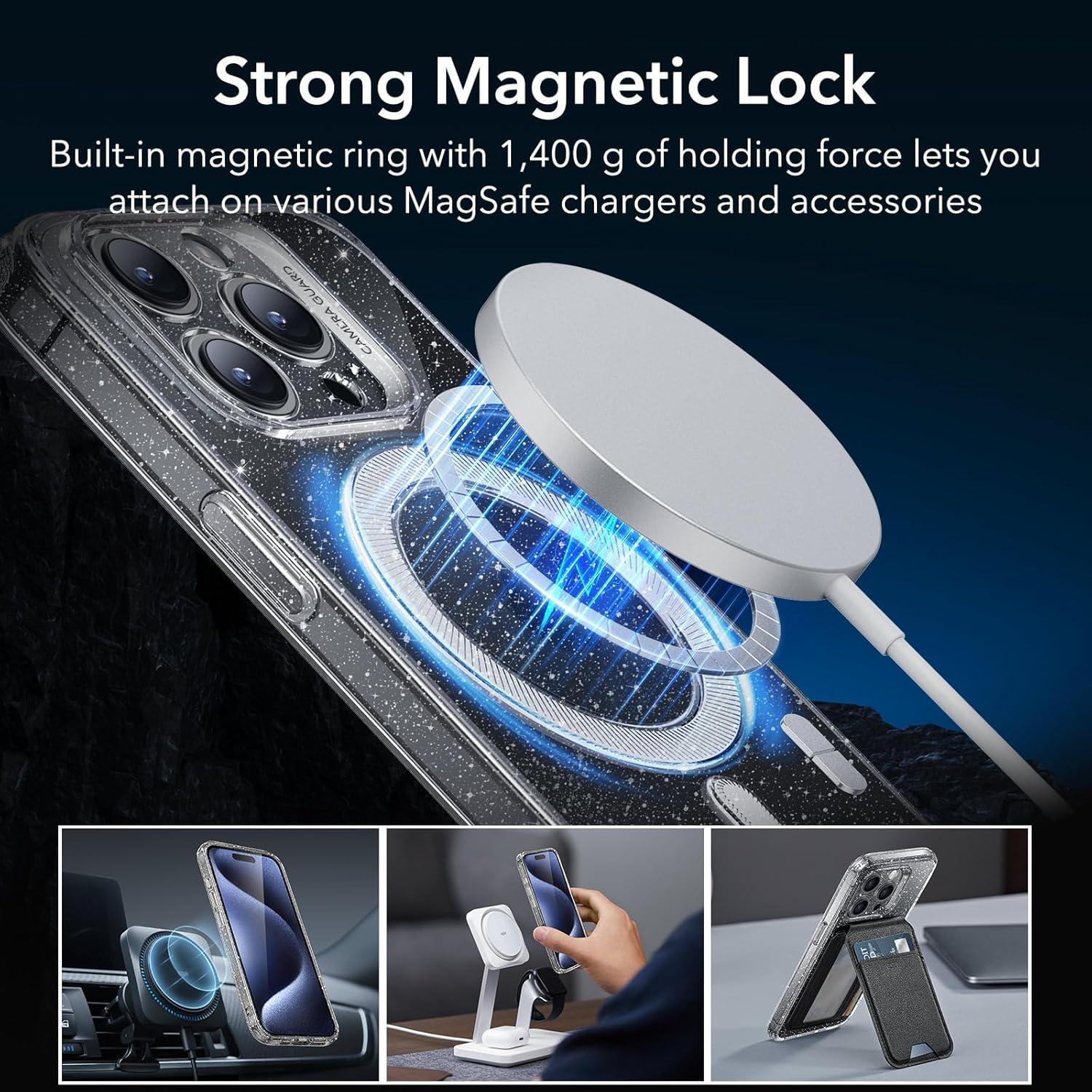 imageESR for iPhone 16 Plus Case Compatible with MagSafe Camera Protection Shockproof Thin Cover Resists Yellowing and Scratches Magnetic Phone Case for iPhone 16 Plus Zero Series ClearBClear Shimmer