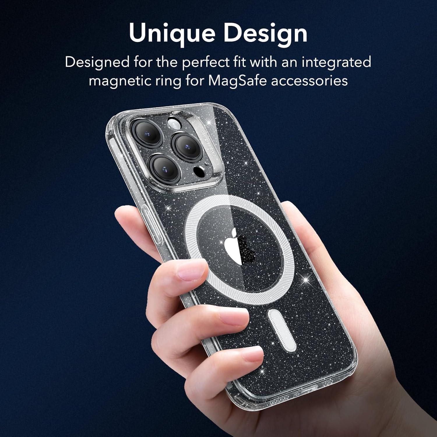 imageESR for iPhone 16 Plus Case Compatible with MagSafe Camera Protection Shockproof Thin Cover Resists Yellowing and Scratches Magnetic Phone Case for iPhone 16 Plus Zero Series ClearBClear Shimmer
