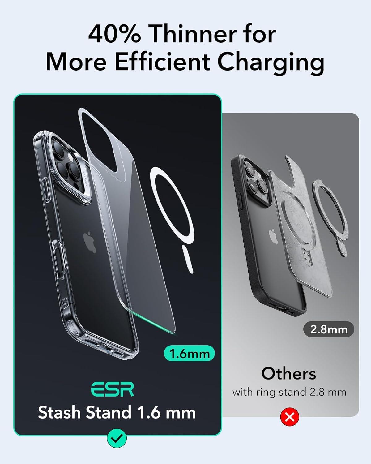 imageESR for iPhone 16 Plus Case Compatible with MilitaryGrade Protective Case Builtin Stash Stand Phone Case ScratchResistant Back Cover Classic Series Clear GreenAClear