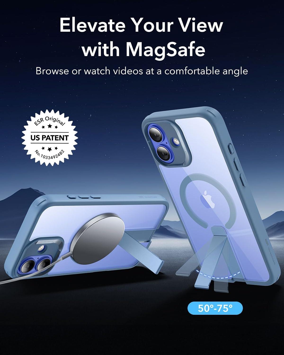 imageESR for iPhone 16 Plus Case Compatible with MilitaryGrade Protective Case Builtin Stash Stand Phone Case ScratchResistant Back Cover Classic Series Clear GreenEBlue