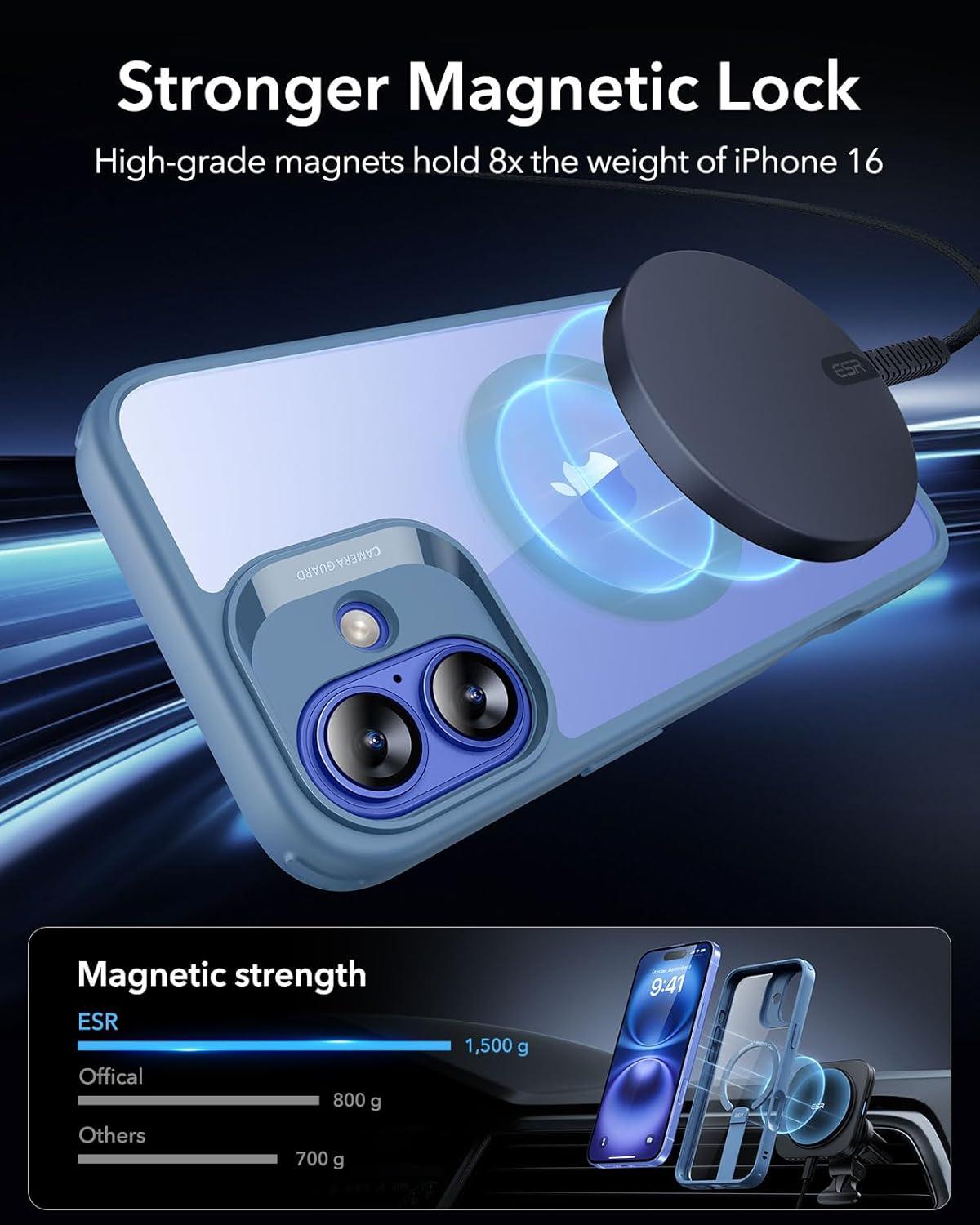 imageESR for iPhone 16 Plus Case Compatible with MilitaryGrade Protective Case Builtin Stash Stand Phone Case ScratchResistant Back Cover Classic Series Clear GreenEBlue