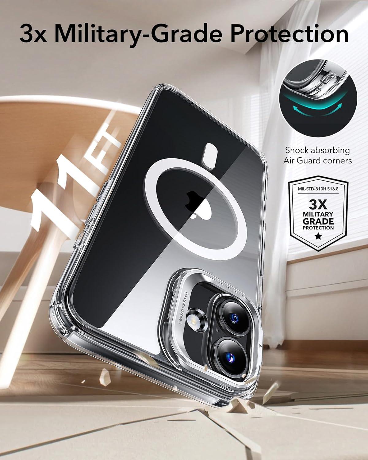 imageESR for iPhone 16 Plus Case Compatible with MilitaryGrade Protective Case Builtin Stash Stand Phone Case ScratchResistant Back Cover Classic Series Clear GreenAClear