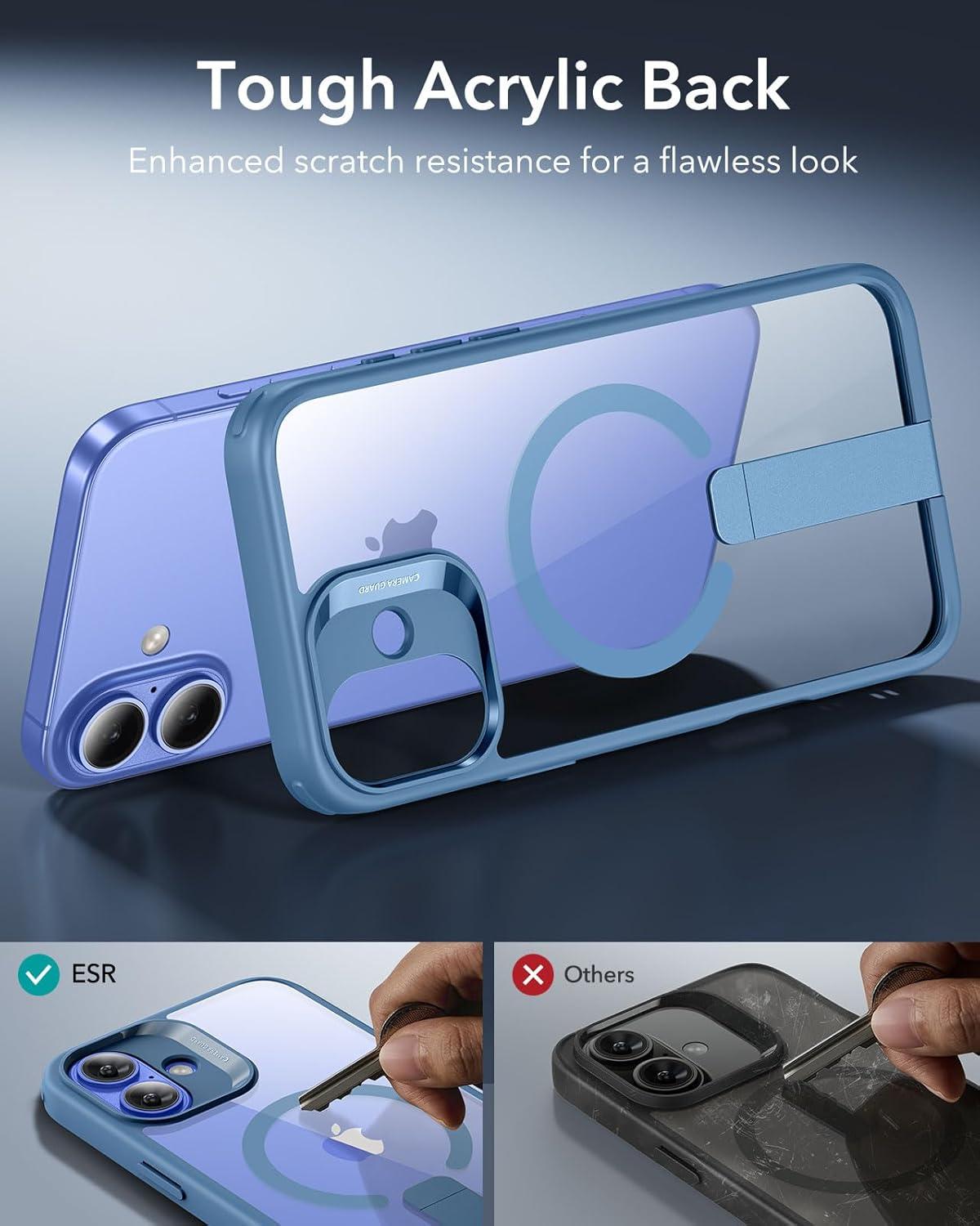 imageESR for iPhone 16 Plus Case Compatible with MilitaryGrade Protective Case Builtin Stash Stand Phone Case ScratchResistant Back Cover Classic Series Clear GreenEBlue