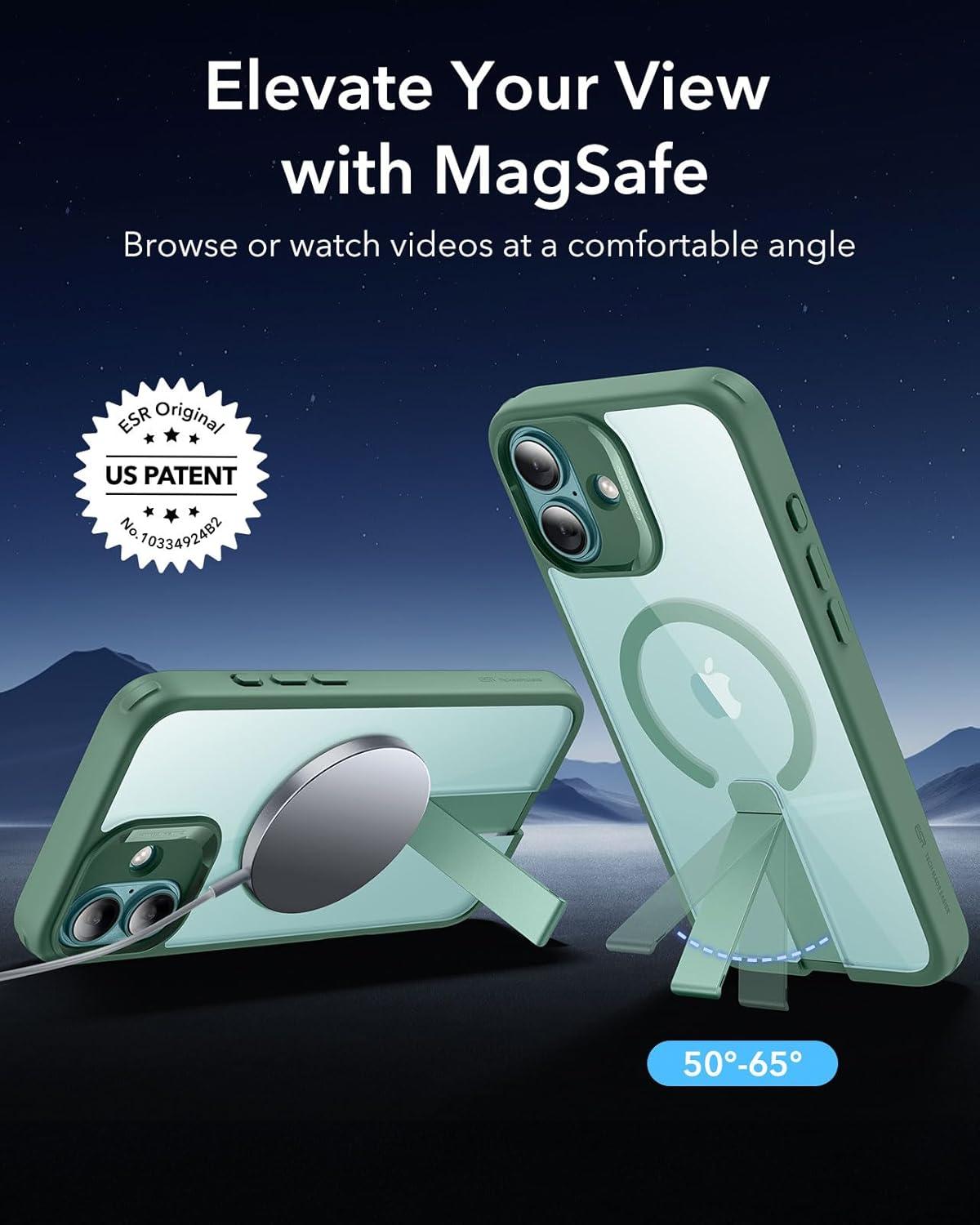 imageESR for iPhone 16 Plus Case Compatible with MilitaryGrade Protective Case Builtin Stash Stand Phone Case ScratchResistant Back Cover Classic Series Clear GreenEGreen