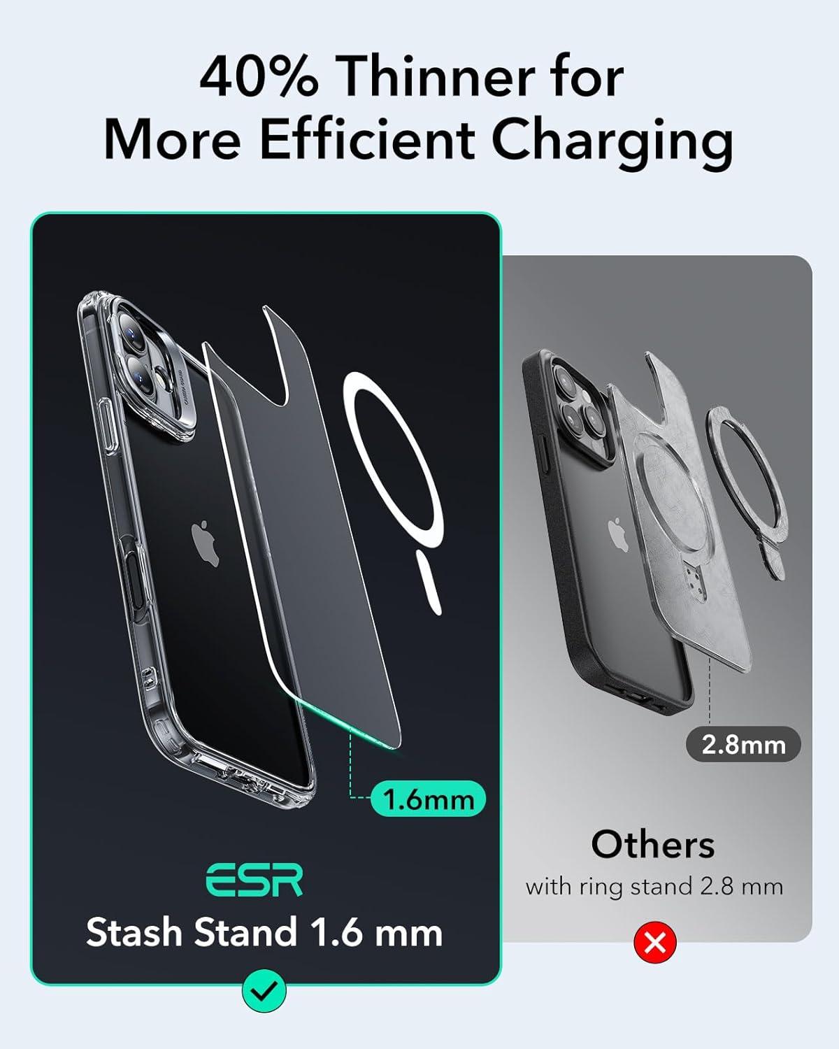 imageESR for iPhone 16 Plus Case Compatible with MilitaryGrade Protective Case Builtin Stash Stand Phone Case ScratchResistant Back Cover Classic Series Clear GreenAClear