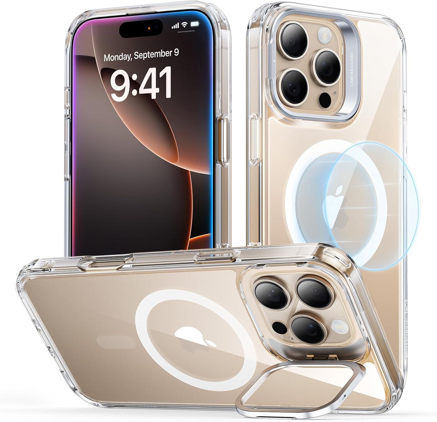 imageESR for iPhone 16 Plus Case Compatible with MilitaryGrade Protective Case Builtin Stash Stand Phone Case ScratchResistant Back Cover Classic Series Clear GreenAClear