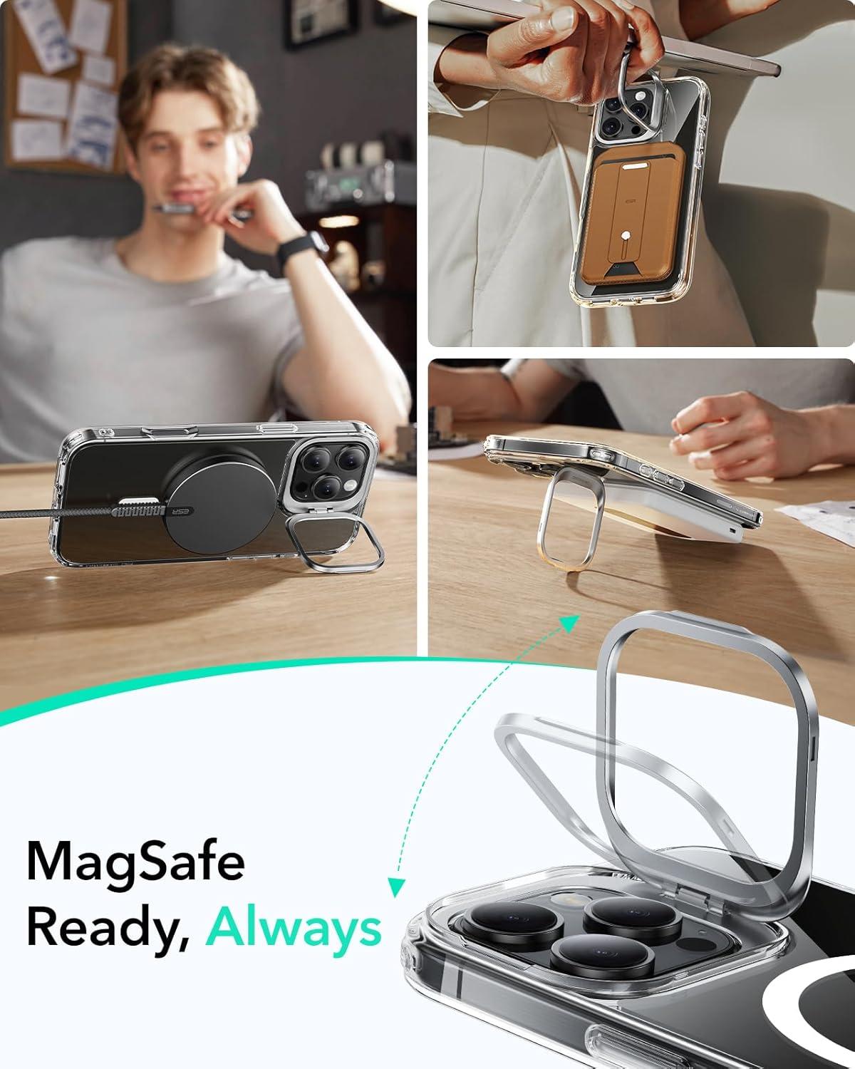 imageESR for iPhone 16 Plus Case Compatible with MilitaryGrade Protective Case Builtin Stash Stand Phone Case ScratchResistant Back Cover Classic Series Clear GreenAClear