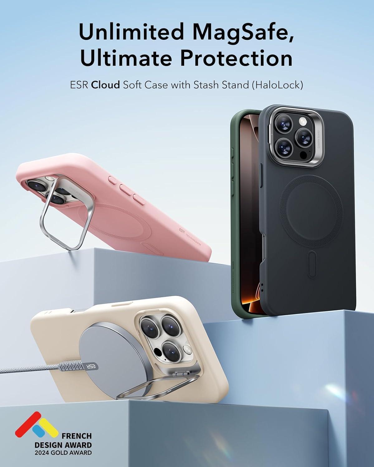 imageESR for iPhone 16 Plus Case Compatible with MilitaryGrade Protective Case Builtin Stash Stand Phone Case ScratchResistant Back Cover Classic Series Clear GreenDBlack